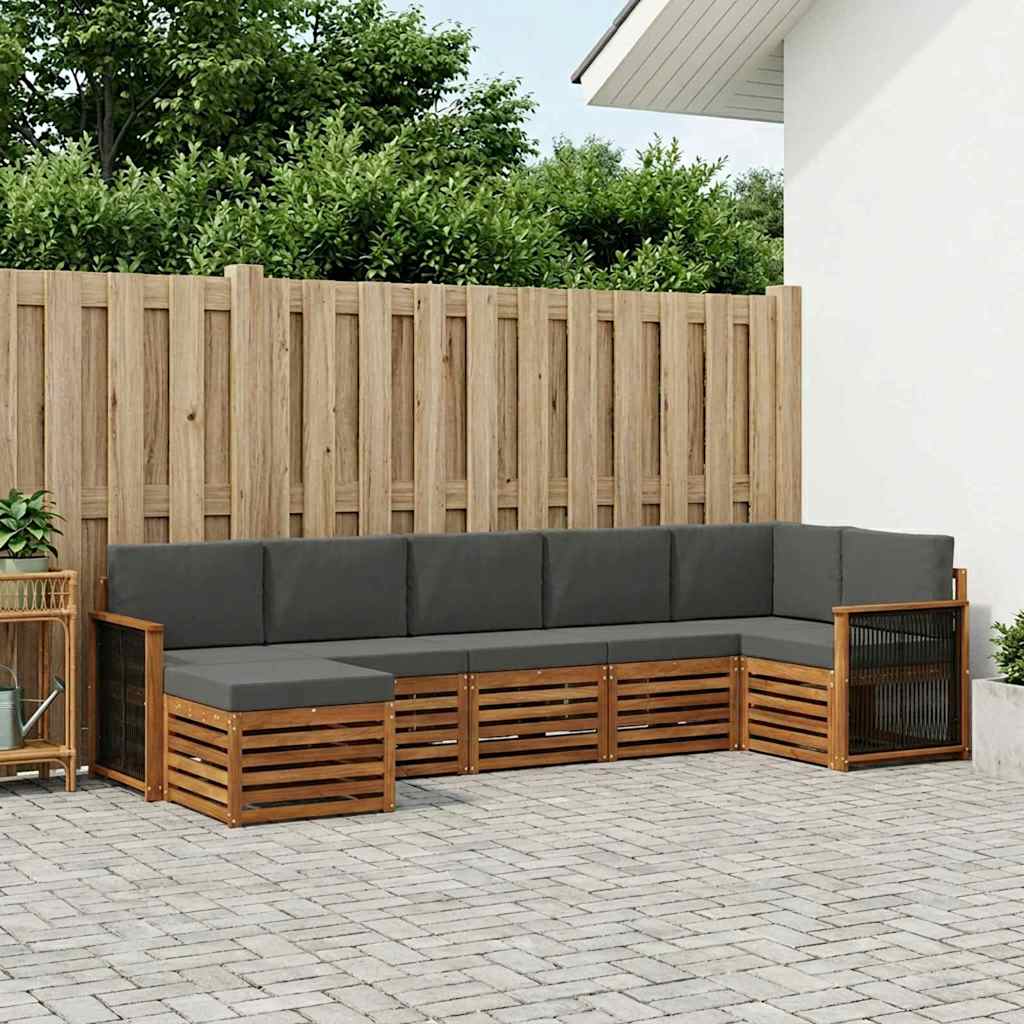 Ecksofa Set mit Kissen 6 pcs Natur und Anthrazit
