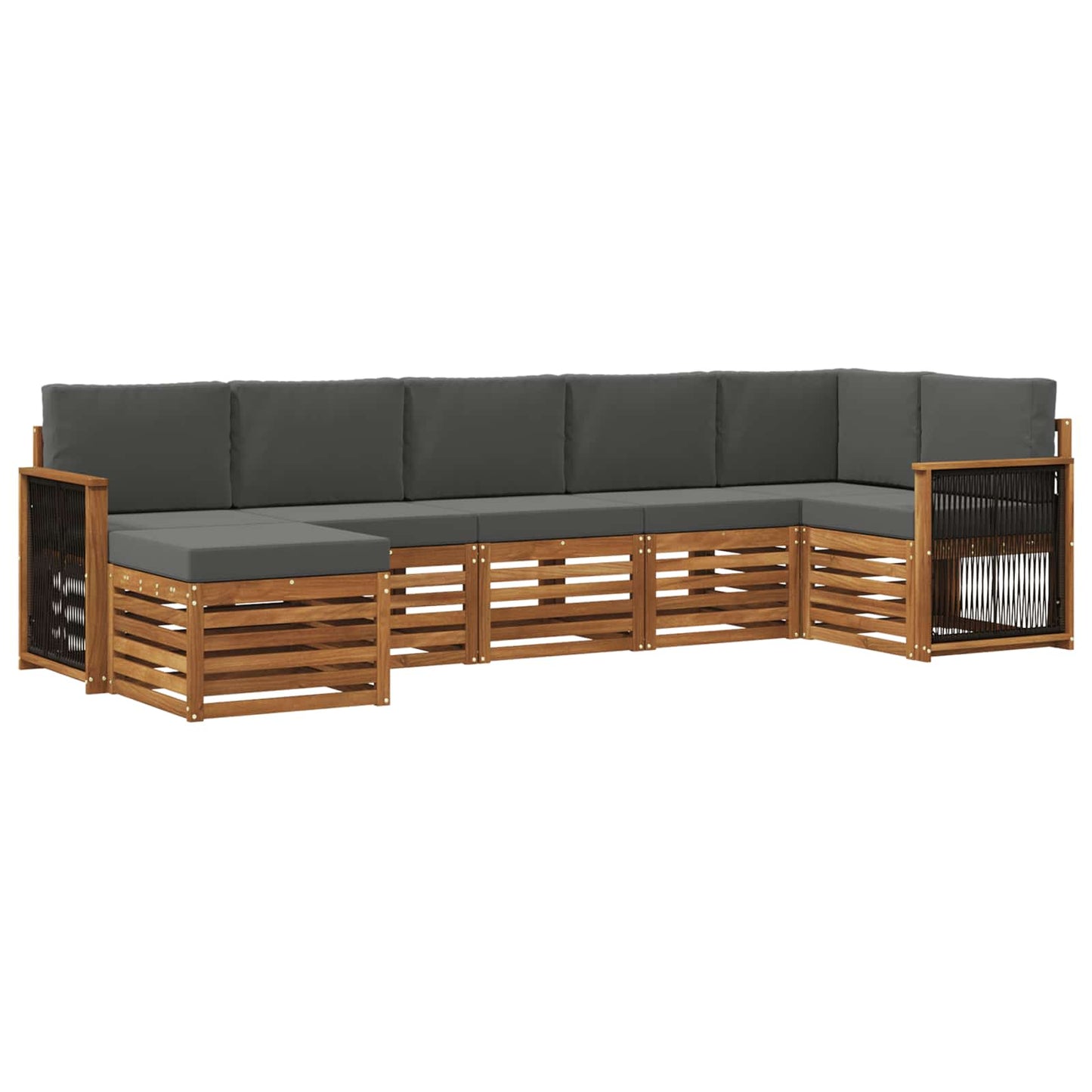 Ecksofa Set mit Kissen 6 pcs Natur und Anthrazit