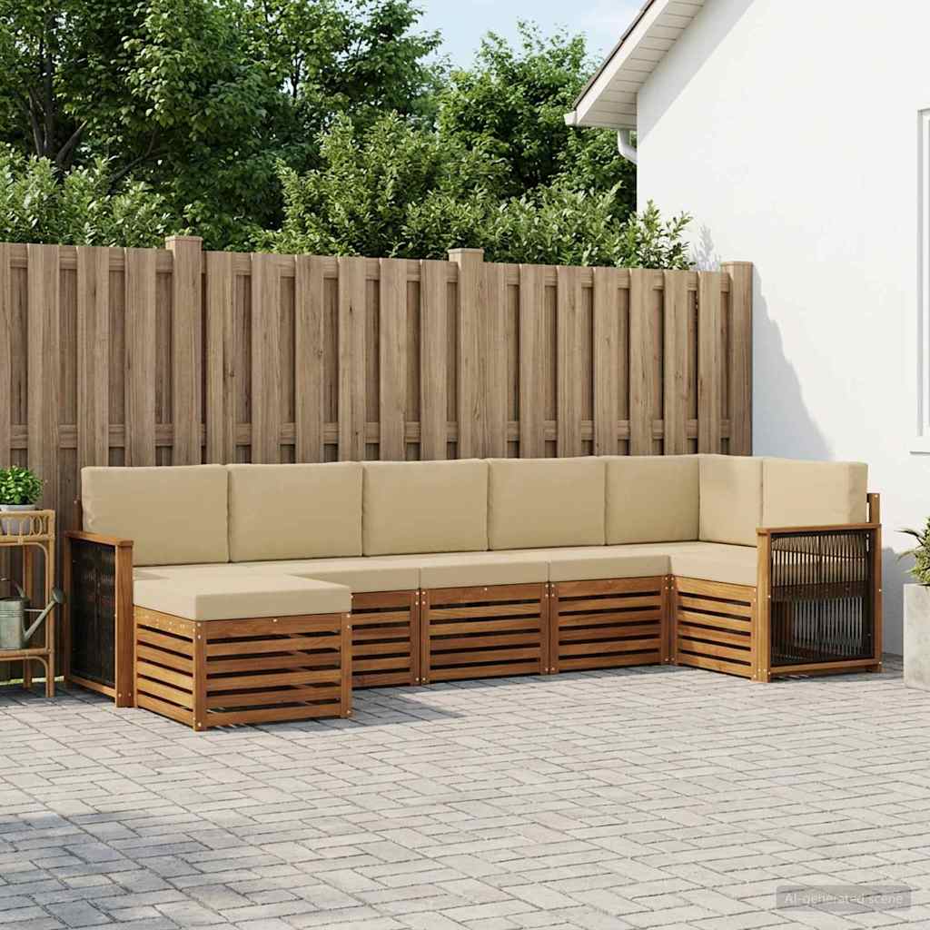 Outdoor-Sofagarnitur 6 stk. Natur