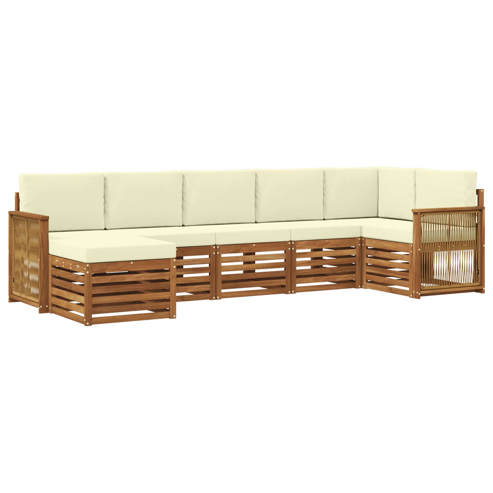 Ecksofa Set mit Kissen 6 pcs Natur und Creme
