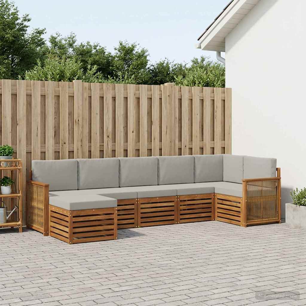 Outdoor-Sofagarnitur 6 stk. Natürlich und Hellgrau