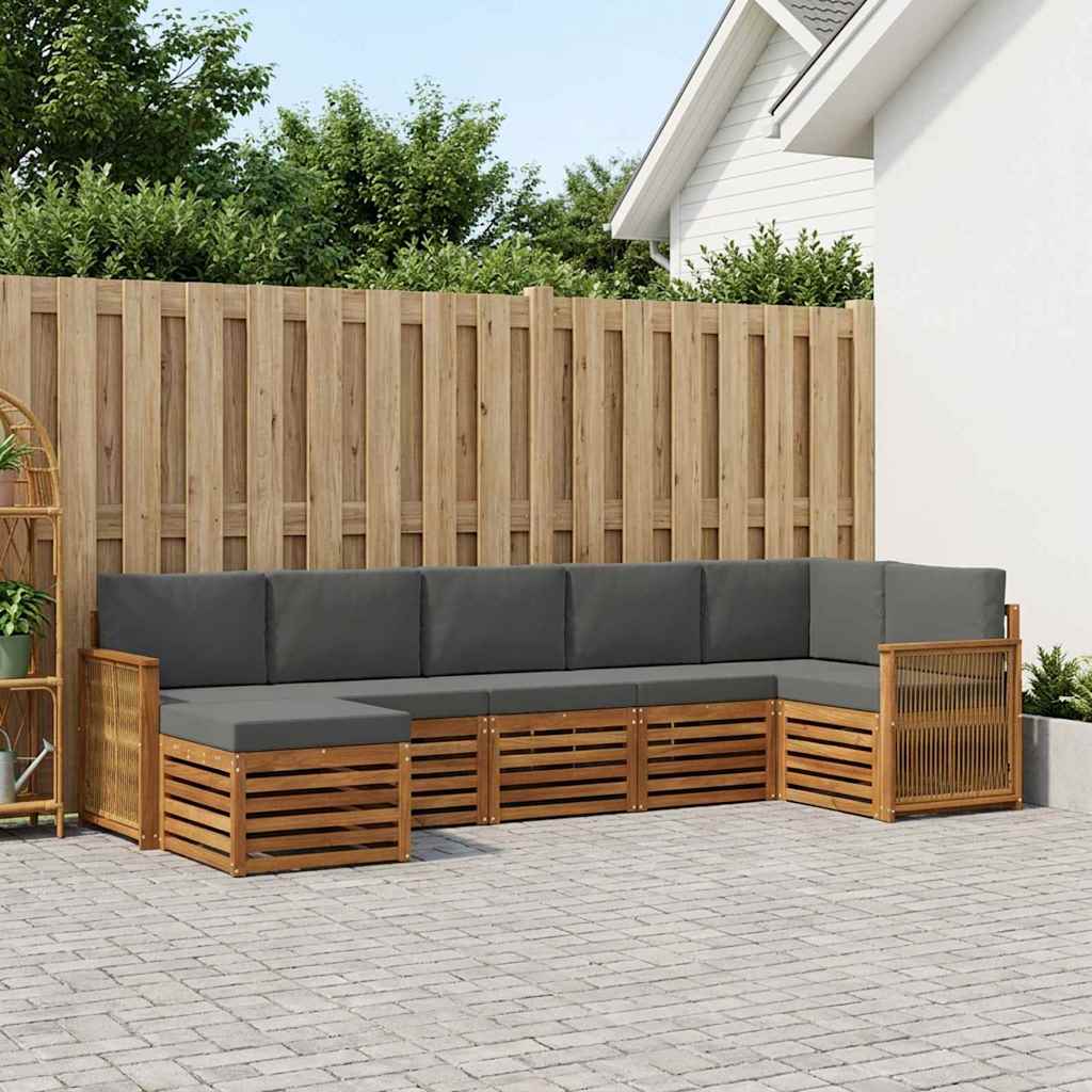 Ecksofa Set mit Kissen 6 pcs Natur und Anthrazit