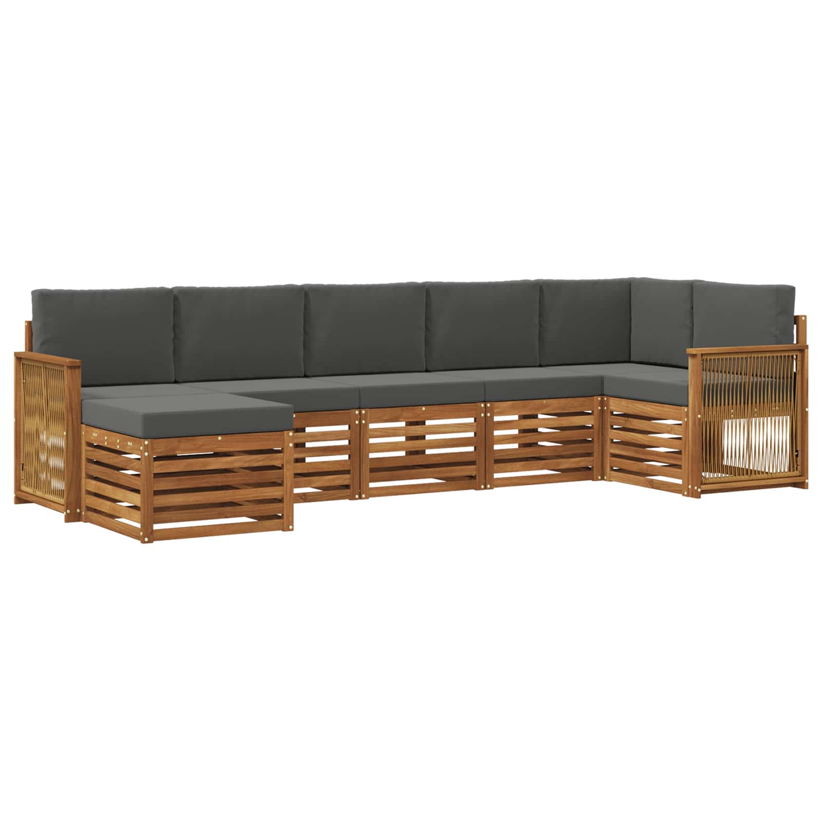 Ecksofa Set mit Kissen 6 pcs Natur und Anthrazit
