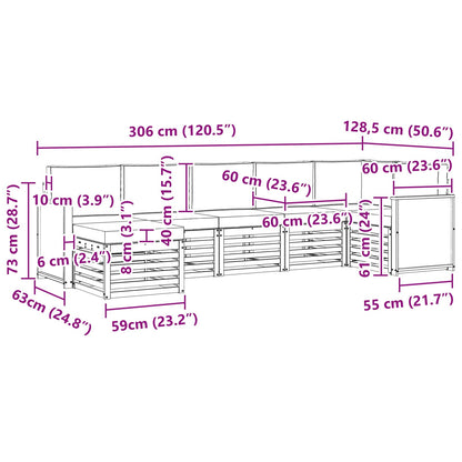 Outdoor-Sofagarnitur 6 stk. Natur