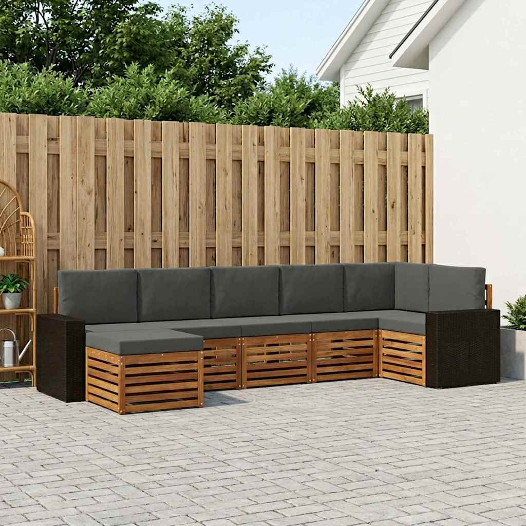 Outdoor-Sofagarnitur 7 stk. Natur und Anthrazit