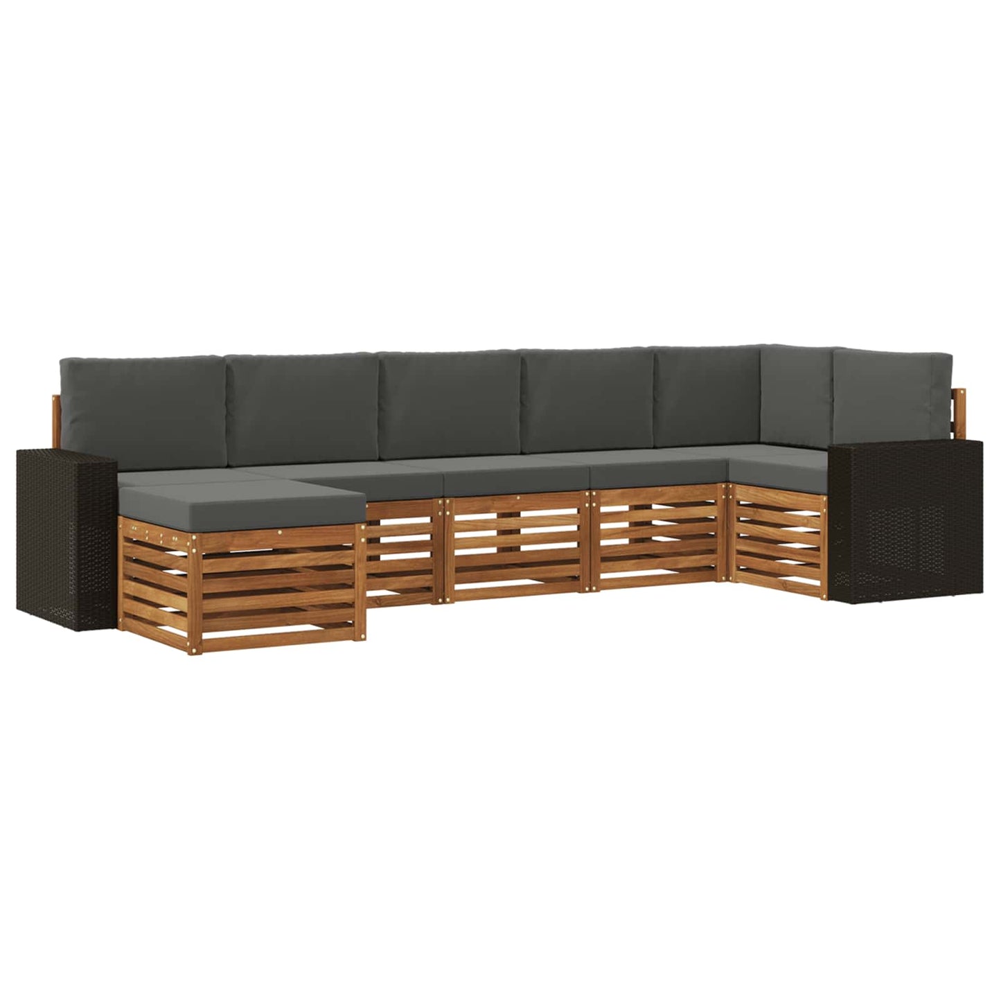Outdoor-Sofagarnitur 7 stk. Natur und Anthrazit