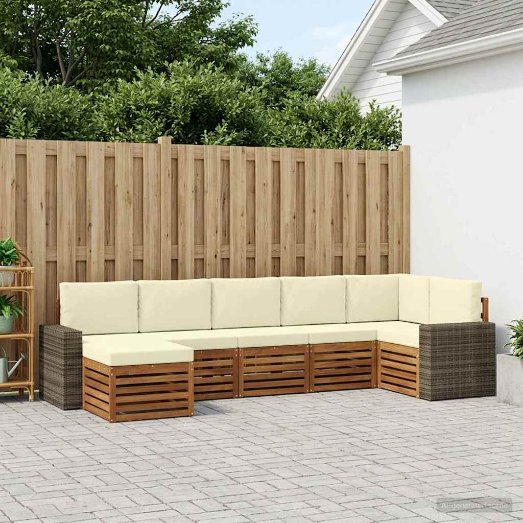 Ecksofa Set mit Kissen 7 pcs Natur und Creme