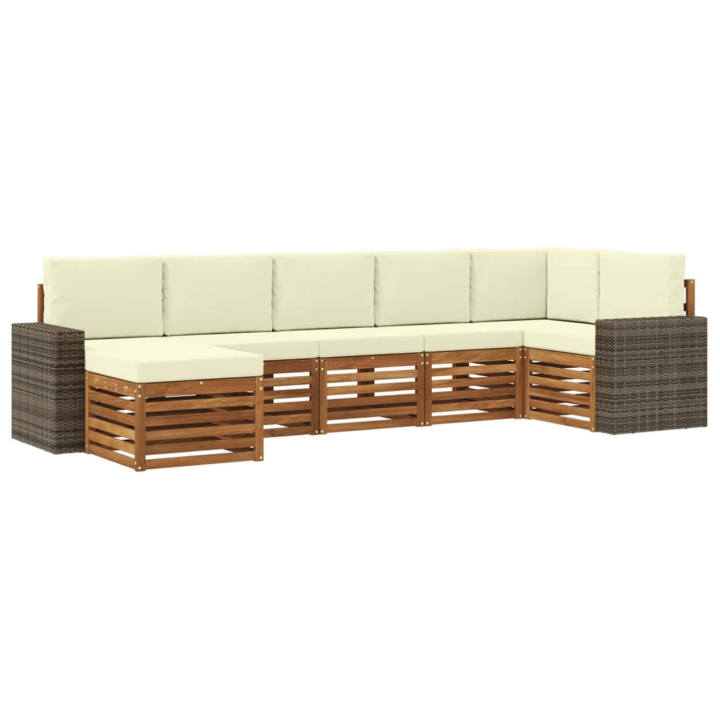 Ecksofa Set mit Kissen 7 pcs Natur und Creme