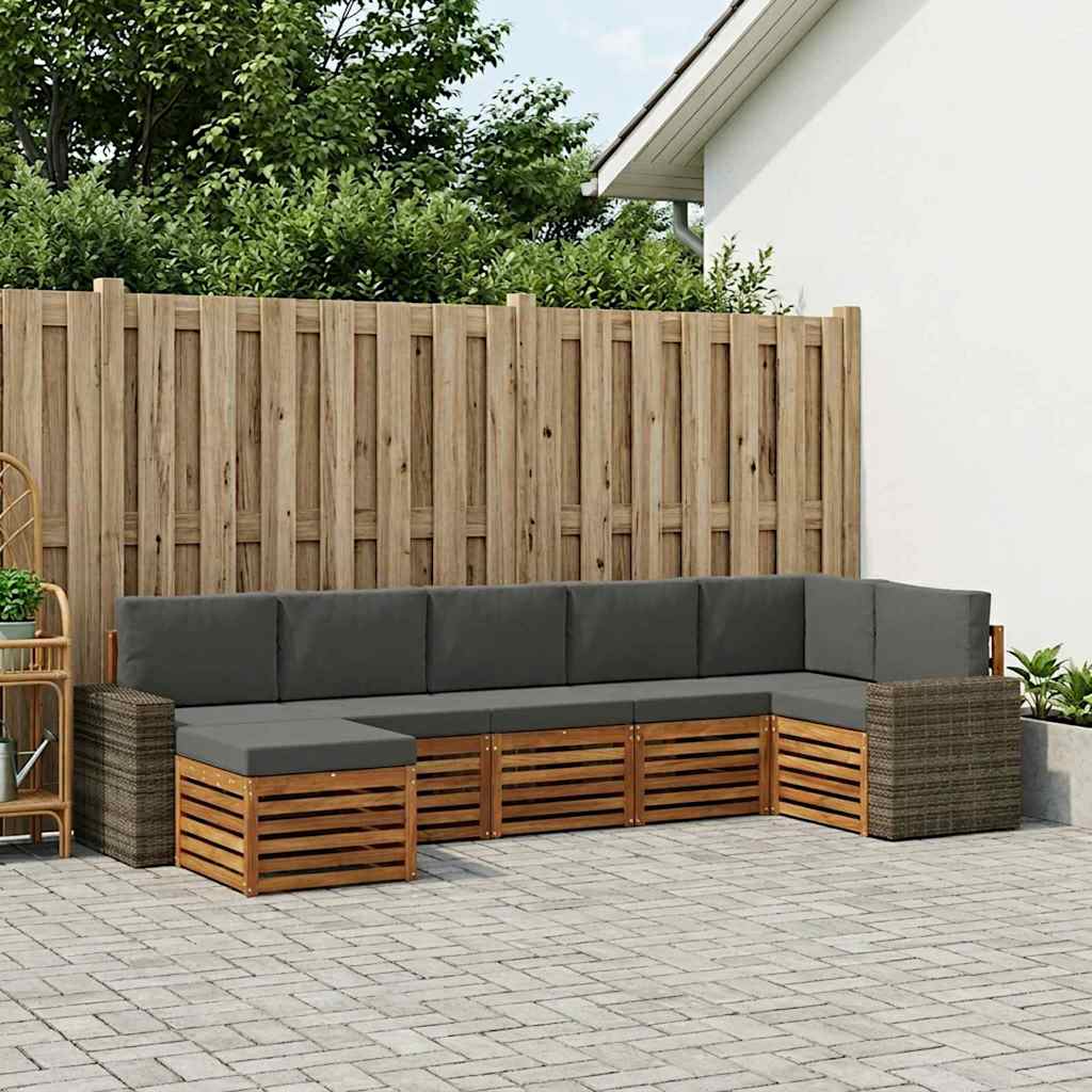 Outdoor-Sofagarnitur 7 stk. Natur und Anthrazit