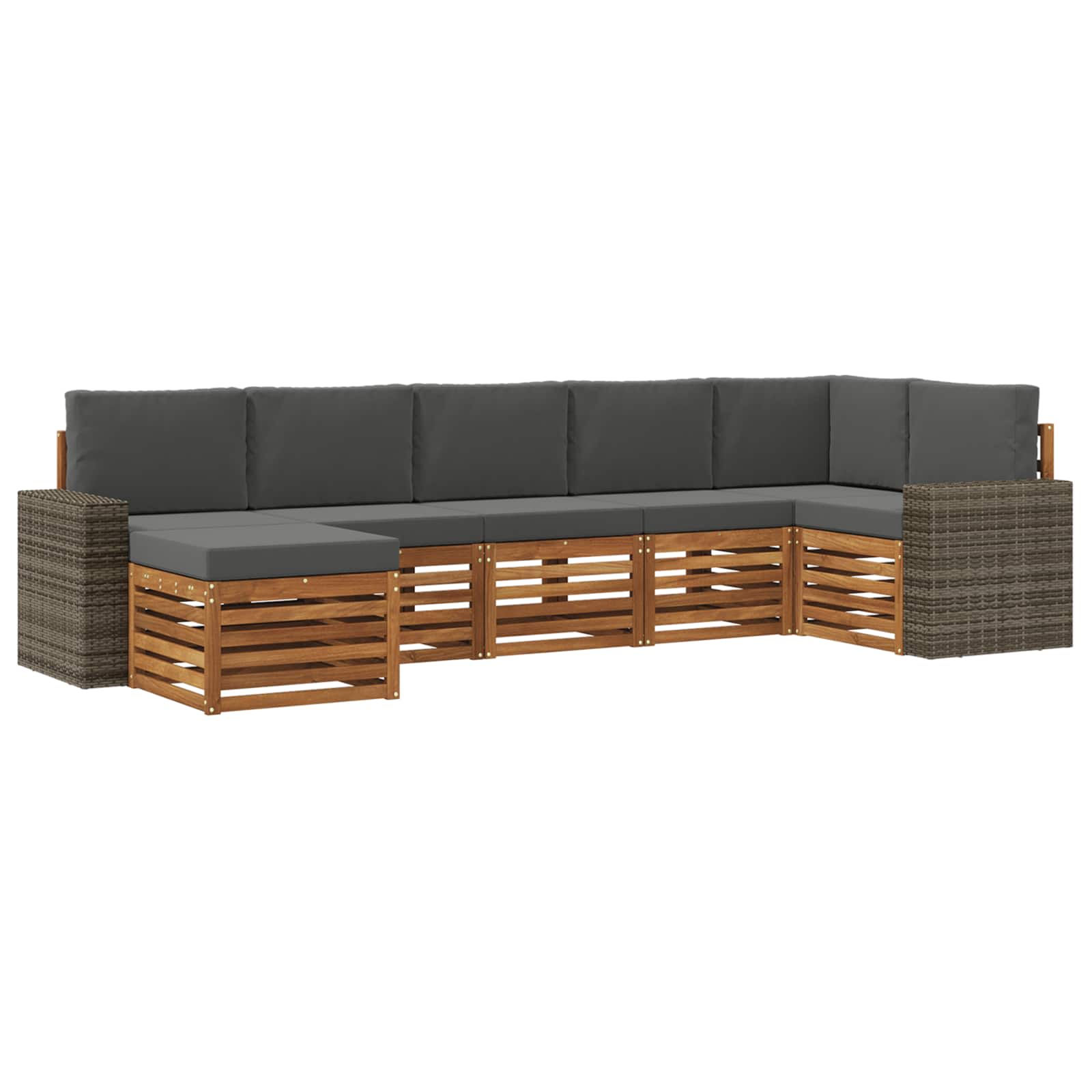 Outdoor-Sofagarnitur 7 stk. Natur und Anthrazit