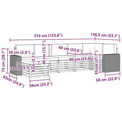 Outdoor-Sofagarnitur 7 stk. Natur und Beige