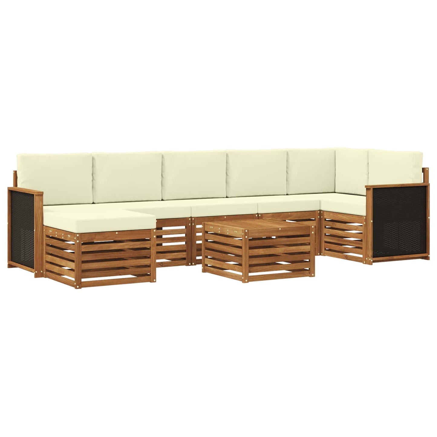 Outdoor-Sofagarnitur mit Kissen 7 pcs Natur und Creme