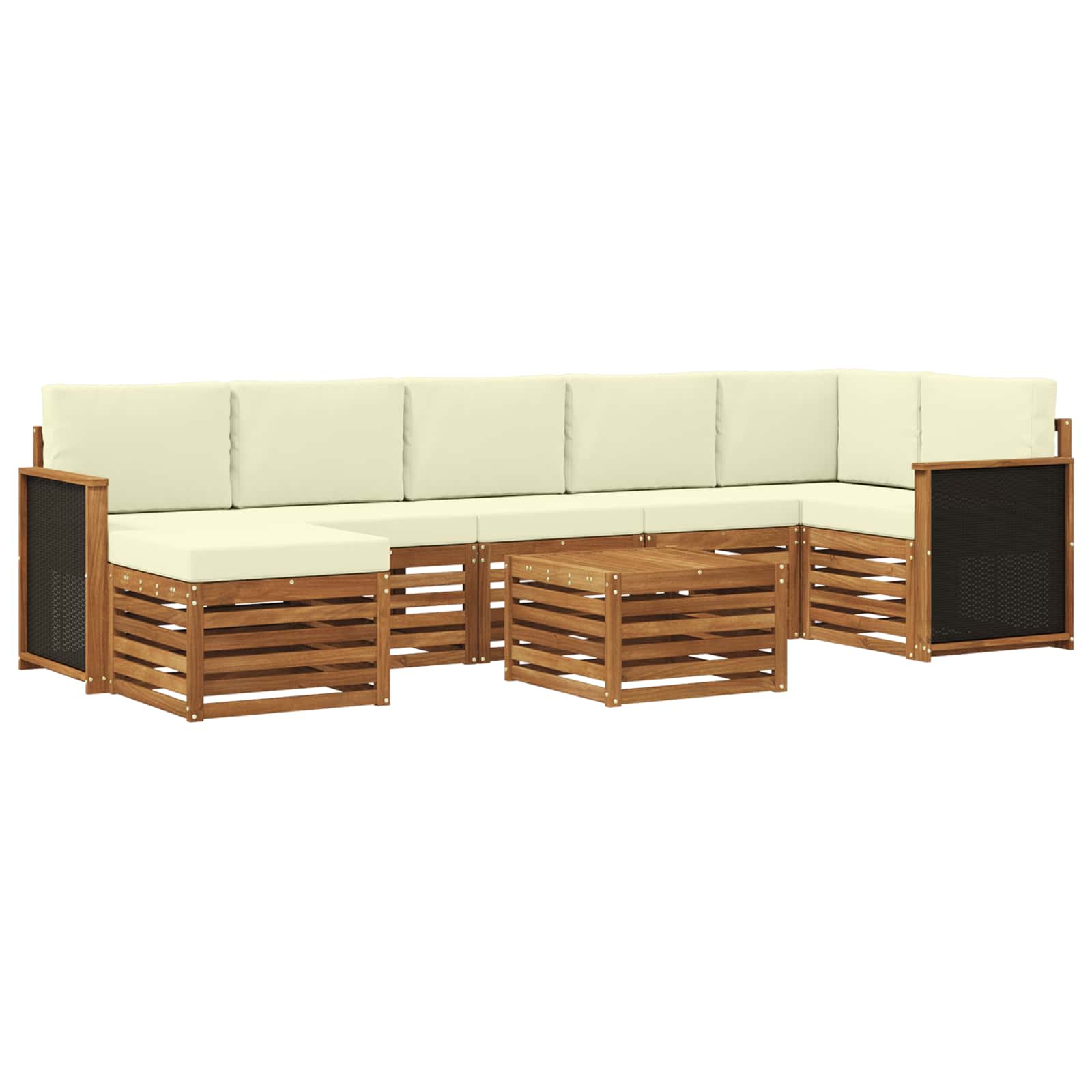 Outdoor-Sofagarnitur mit Kissen 7 pcs Natur und Creme