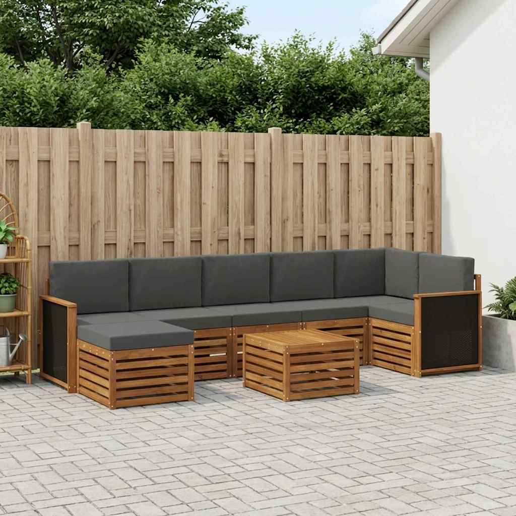 Outdoor-Sofagarnitur mit Kissen 7 pcs Natur und Anthrazit