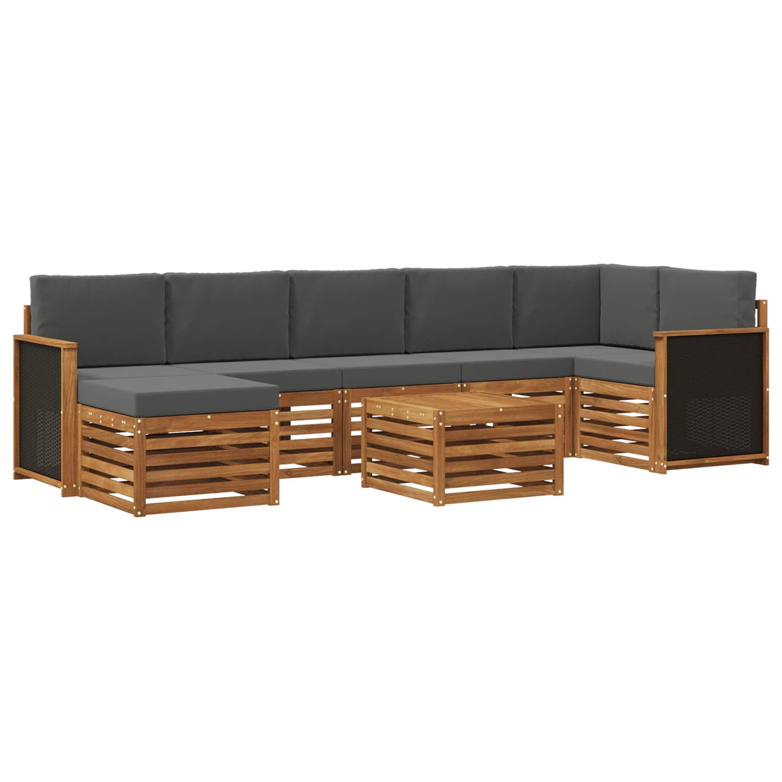 Outdoor-Sofagarnitur mit Kissen 7 pcs Natur und Anthrazit