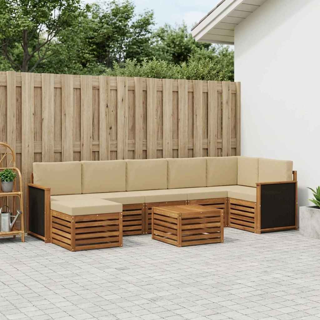 Outdoor-Sofagarnitur 7 stk. Natur