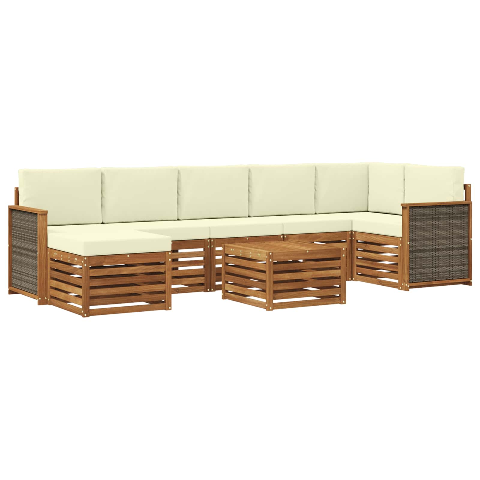 Outdoor-Sofagarnitur mit Kissen 7 pcs Natur und Creme