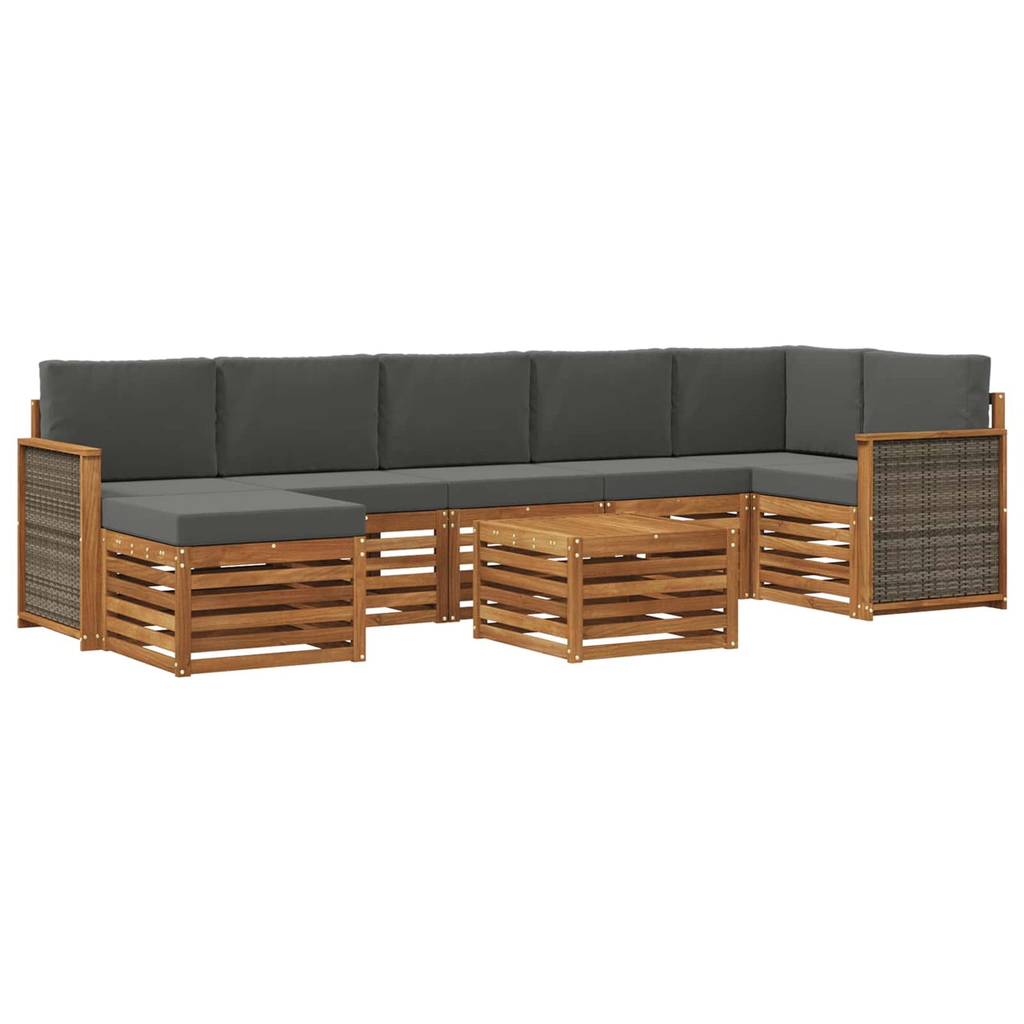 Outdoor-Sofagarnitur mit Kissen 7 pcs Natur und Anthrazit