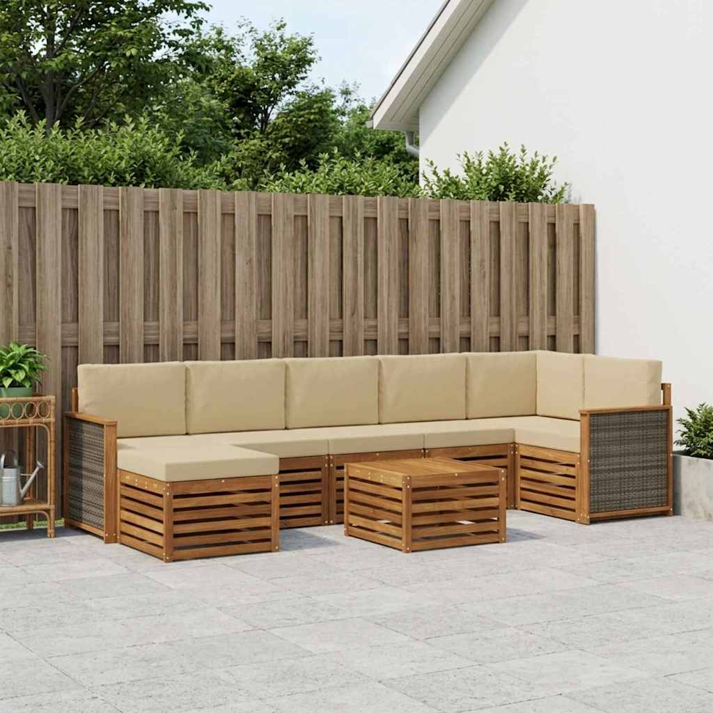 Outdoor-Sofagarnitur 7 stk. Natur