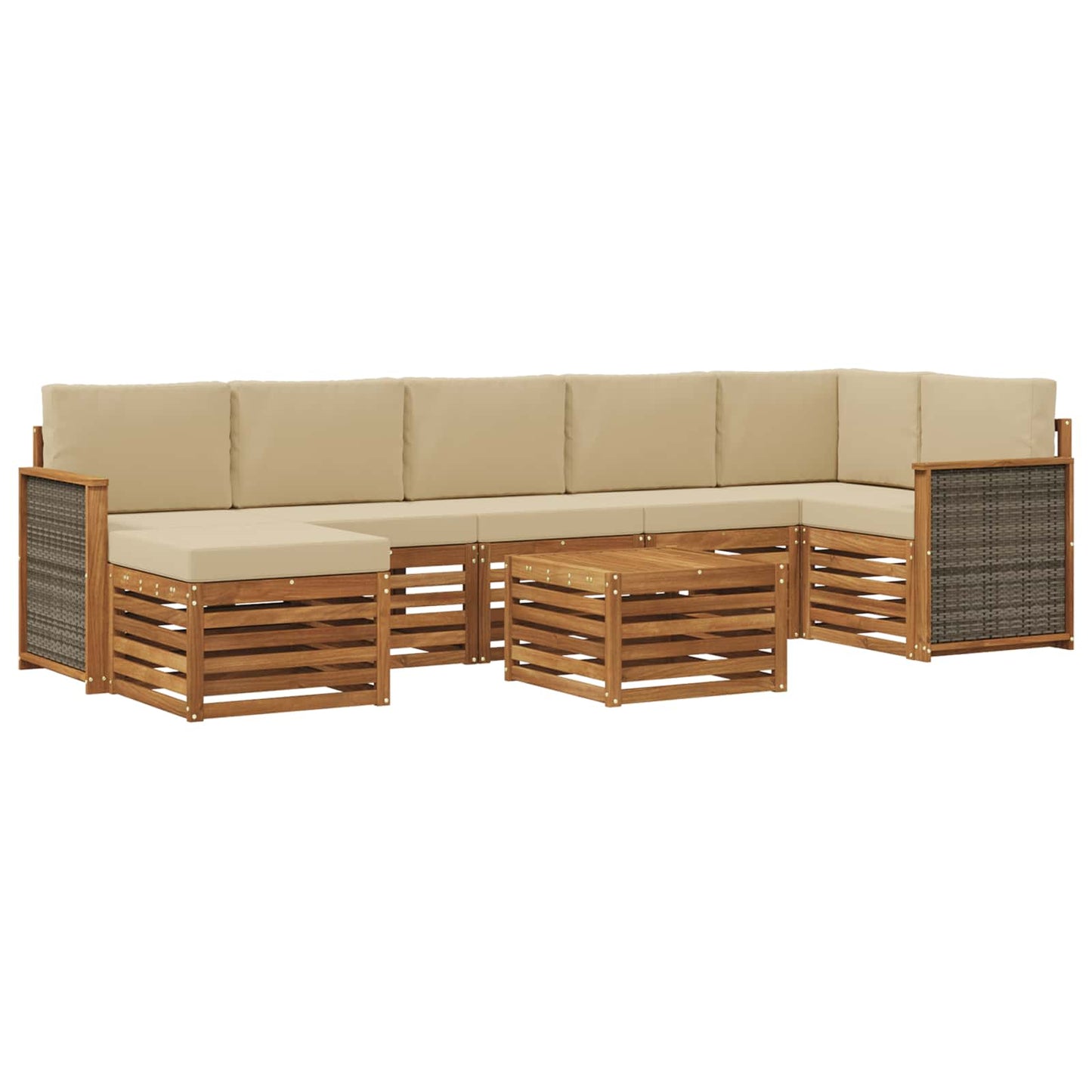 Outdoor-Sofagarnitur 7 stk. Natur