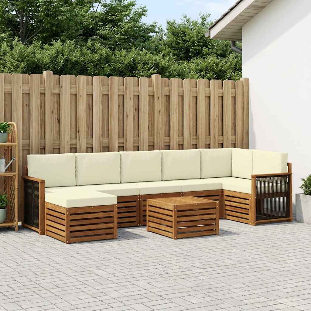 Outdoor-Sofagarnitur mit Kissen 7 pcs Natur und Creme