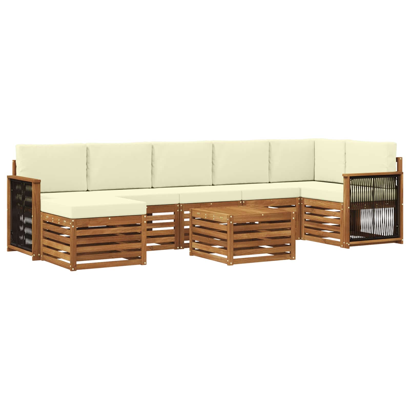 Outdoor-Sofagarnitur mit Kissen 7 pcs Natur und Creme