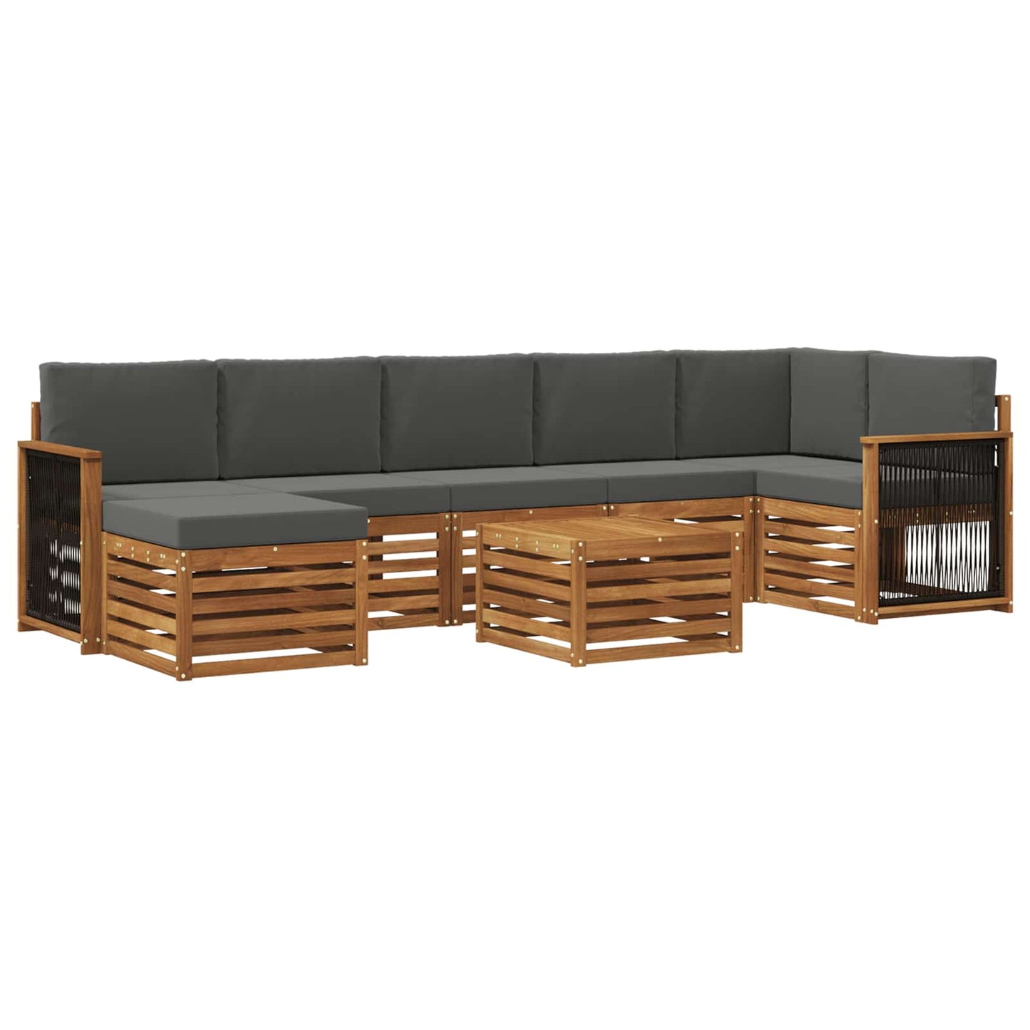 Outdoor-Sofagarnitur mit Kissen 7 pcs Natur und Anthrazit