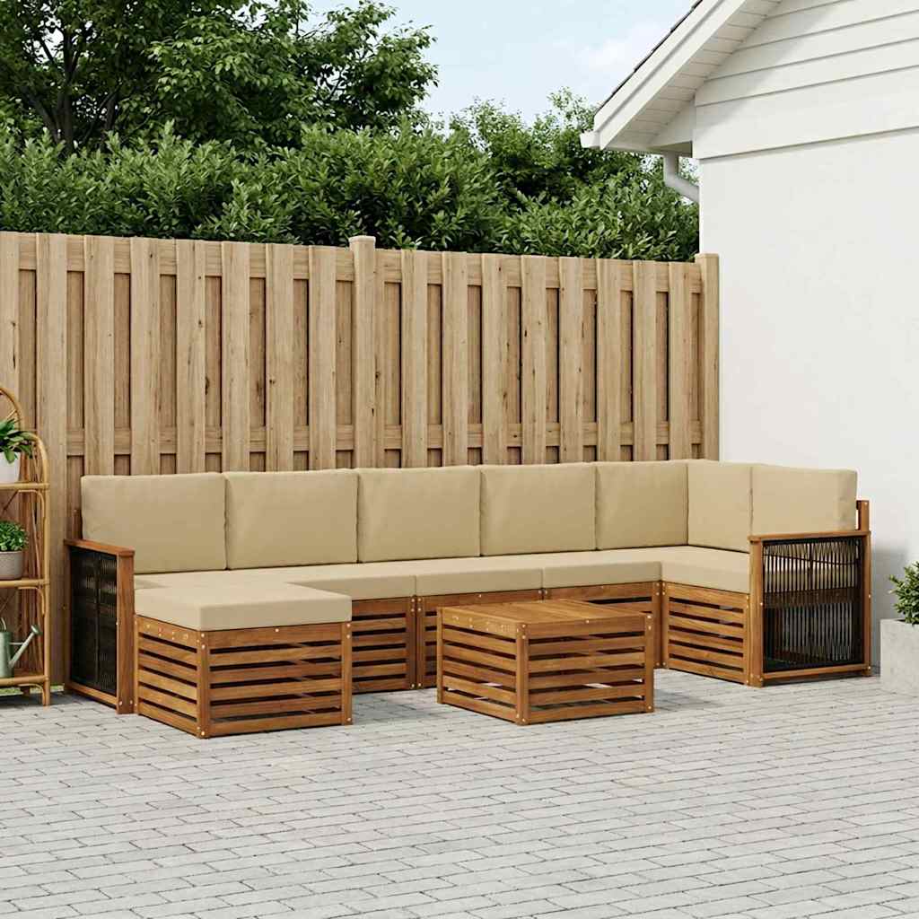 Outdoor-Sofagarnitur 7 stk. Natur