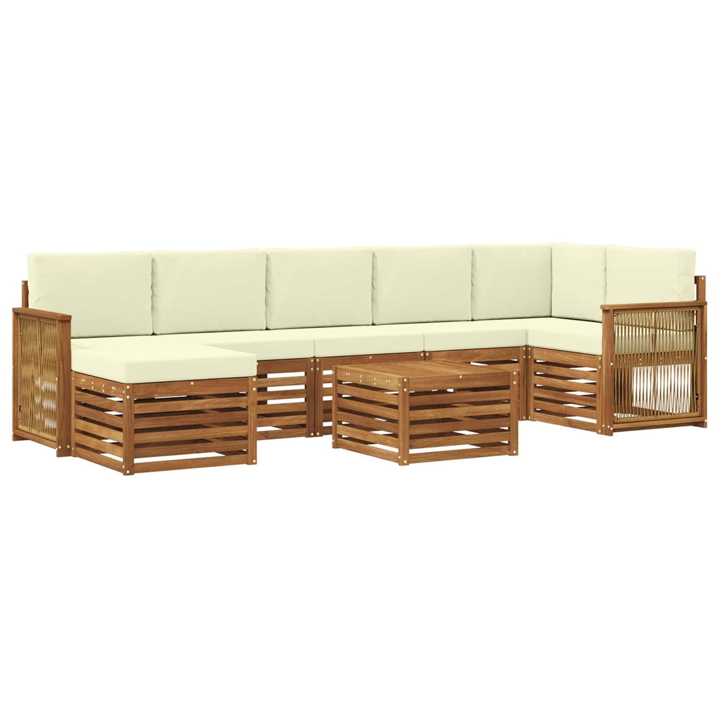 Outdoor-Sofagarnitur mit Kissen 7 pcs Natur und Creme