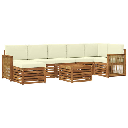 Outdoor-Sofagarnitur 7 stk. Natur und Creme