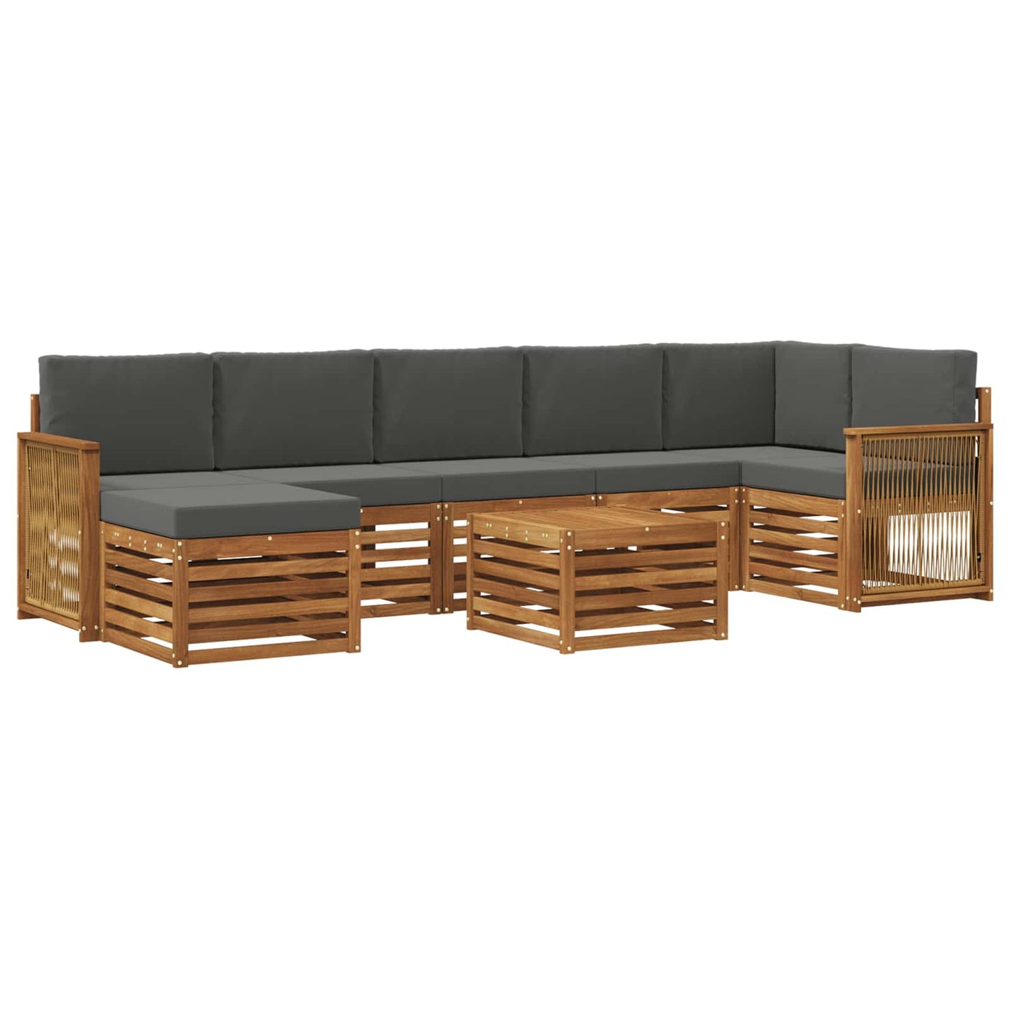 Outdoor-Sofagarnitur mit Kissen 7 pcs Natur und Anthrazit
