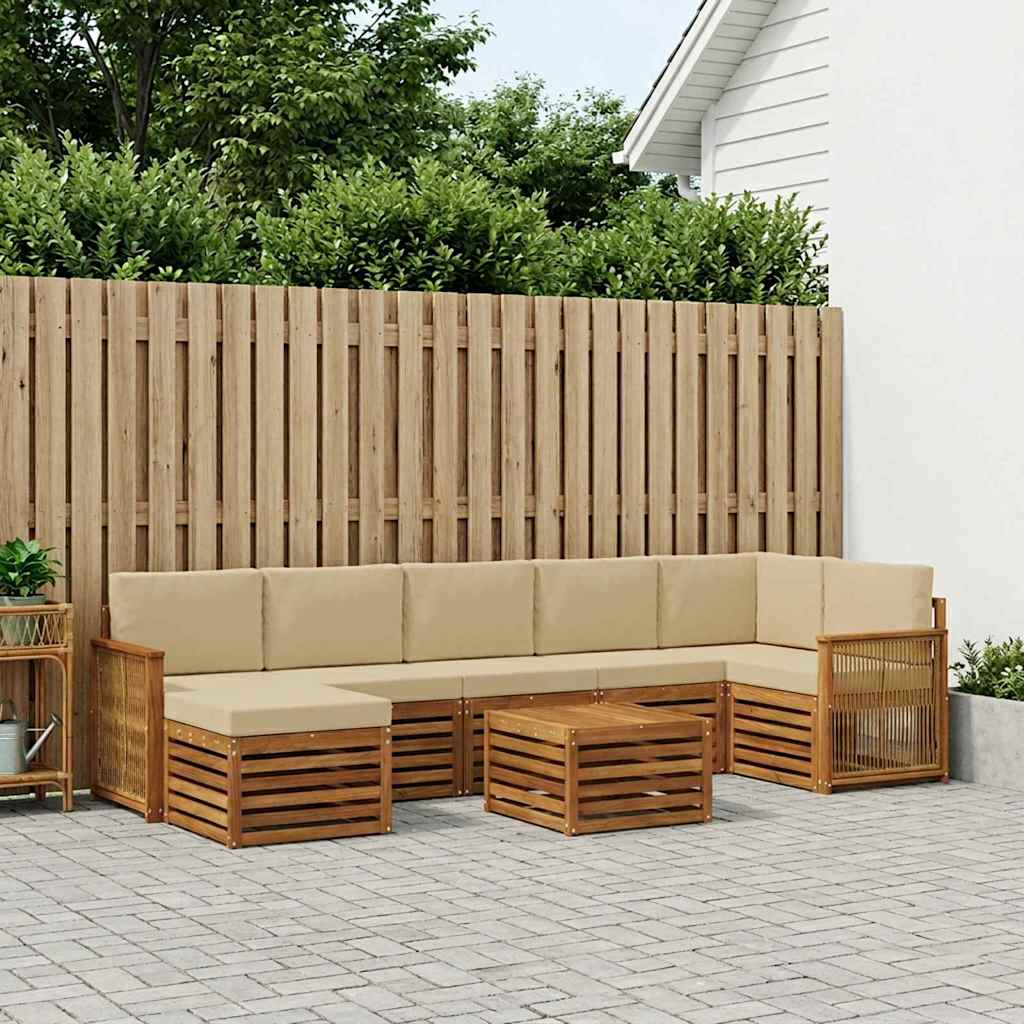 Outdoor-Sofagarnitur 7 stk. Natur