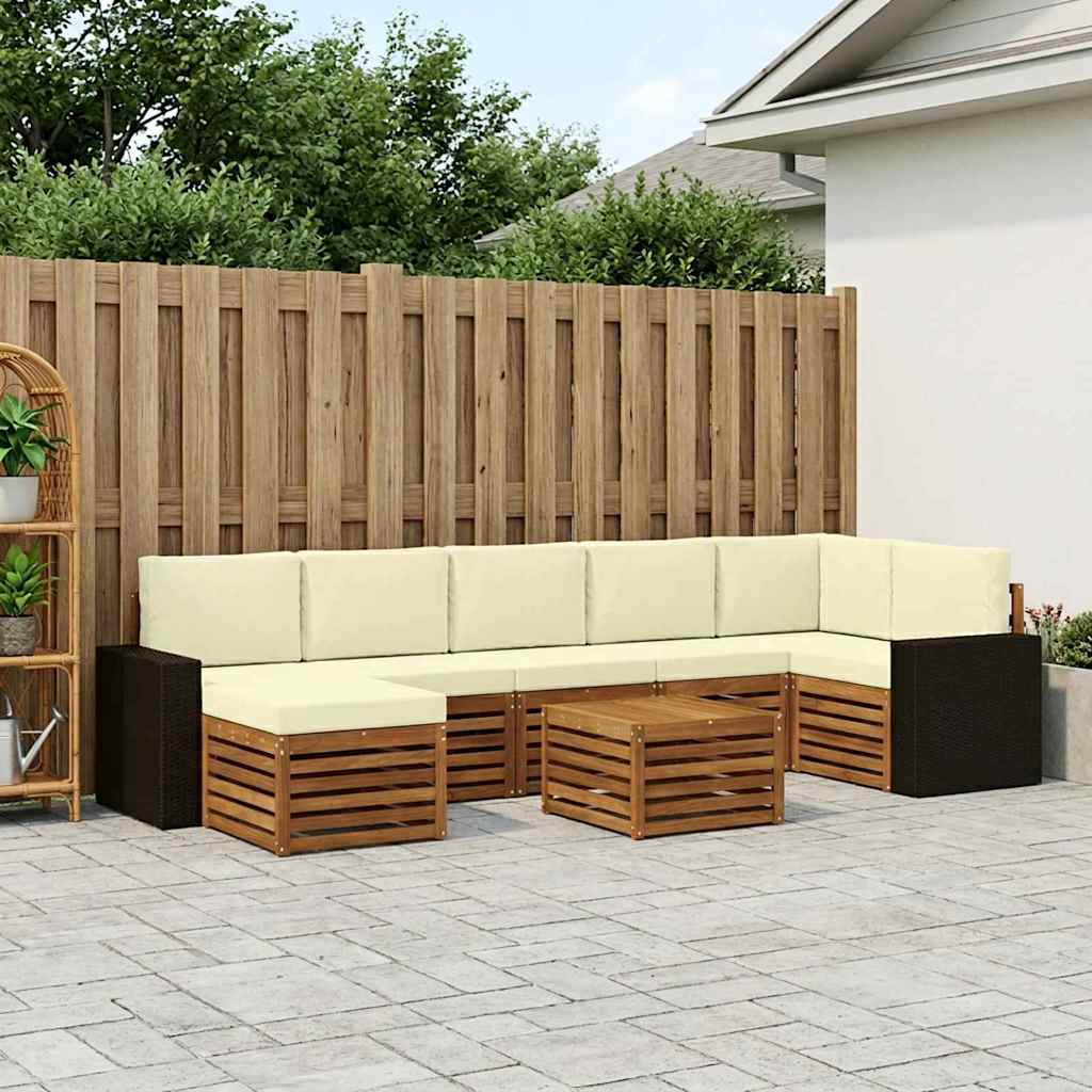 Outdoor-Sofagarnitur mit Kissen 8 pcs Natur und Creme