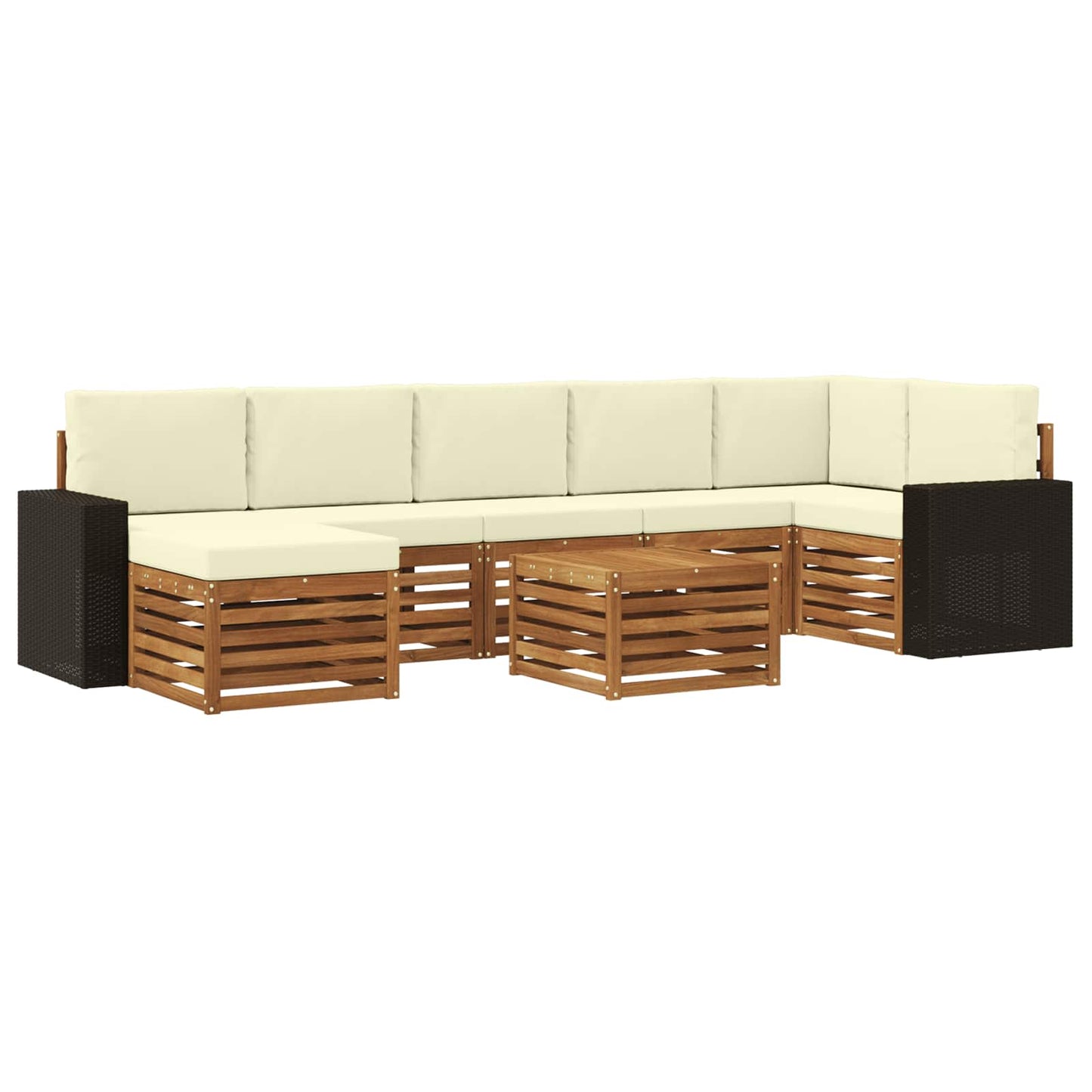 Outdoor-Sofagarnitur mit Kissen 8 pcs Natur und Creme