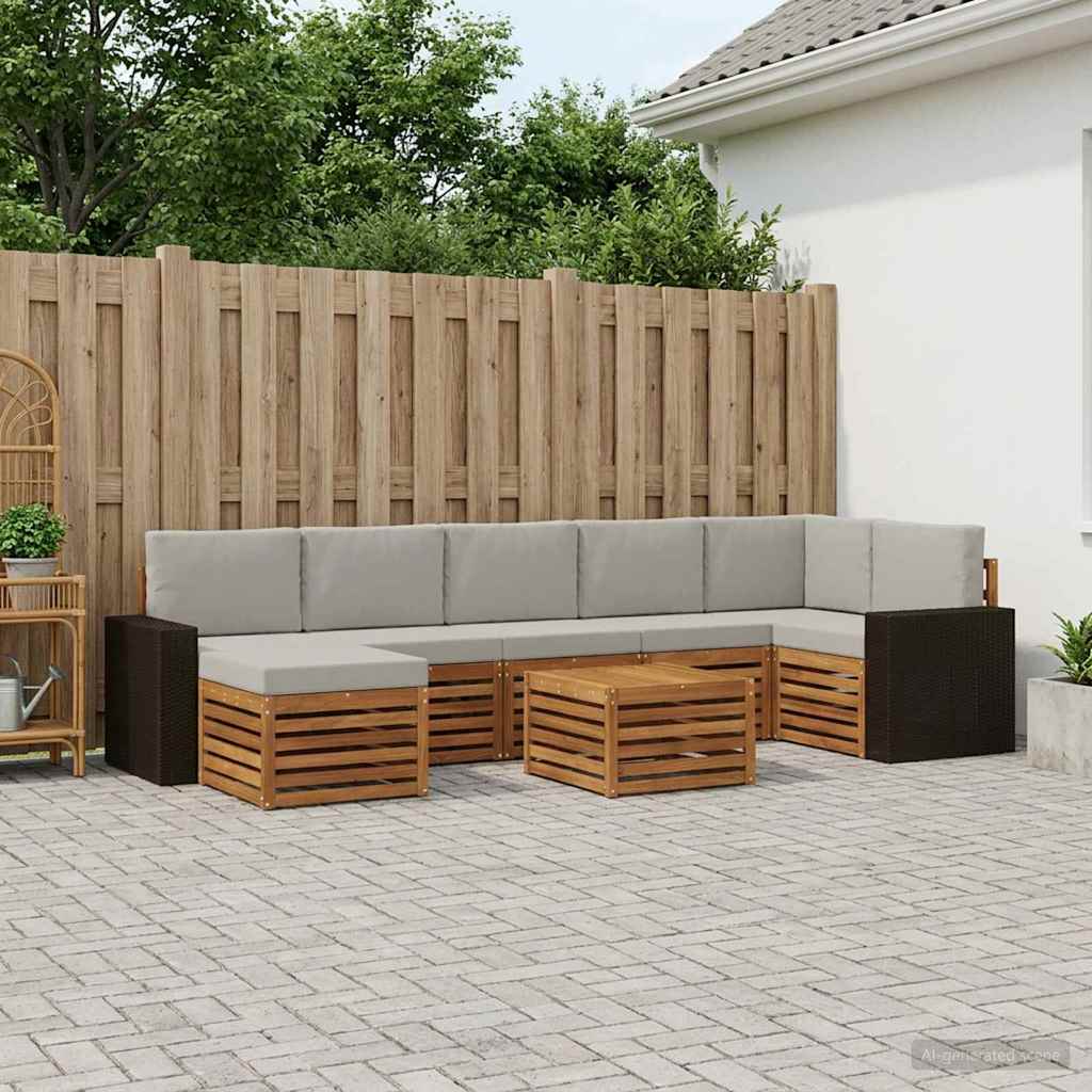 Outdoor-Sofagarnitur 8 stk. Natürlich und Hellgrau