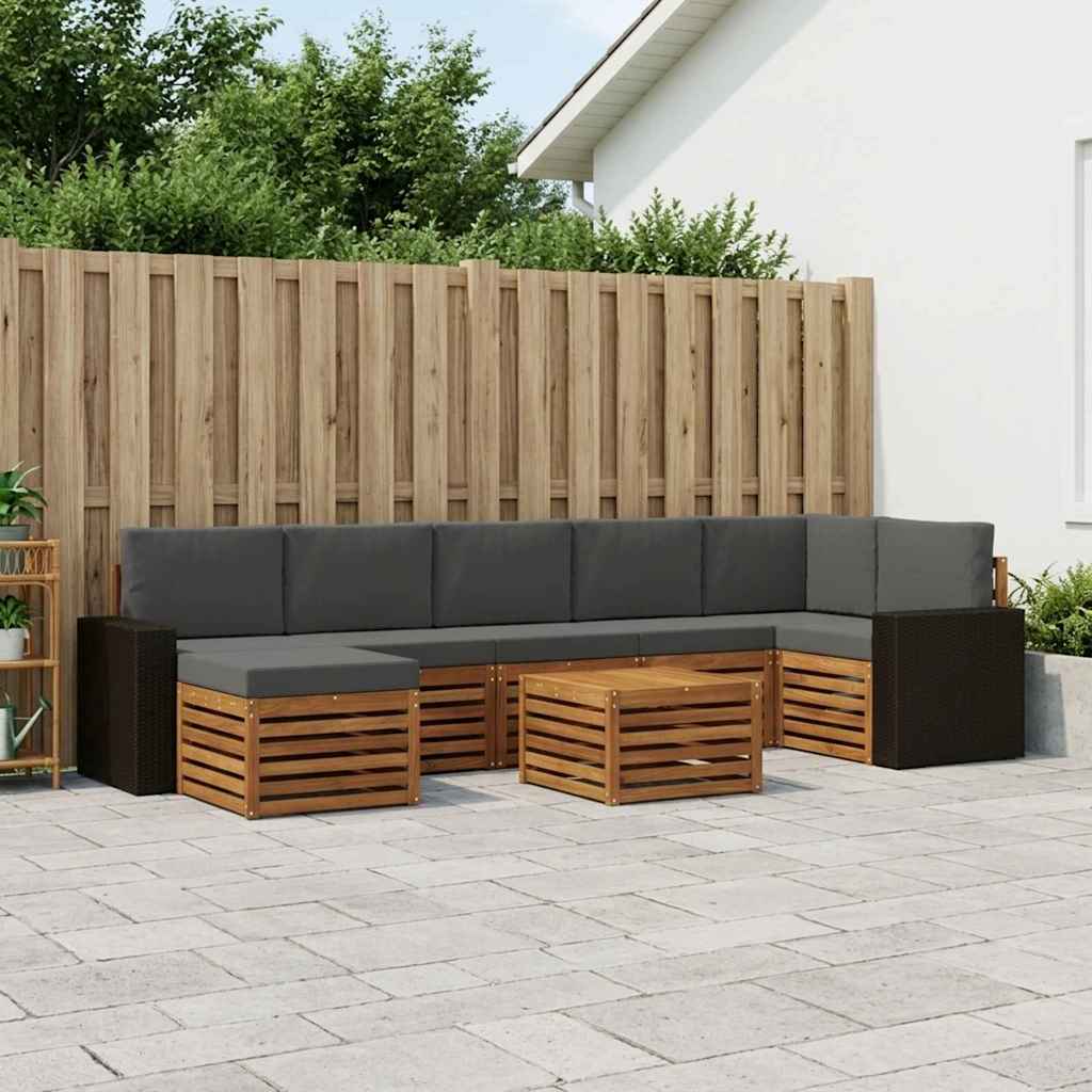 Outdoor-Sofagarnitur mit Kissen 8 pcs Natur und Anthrazit