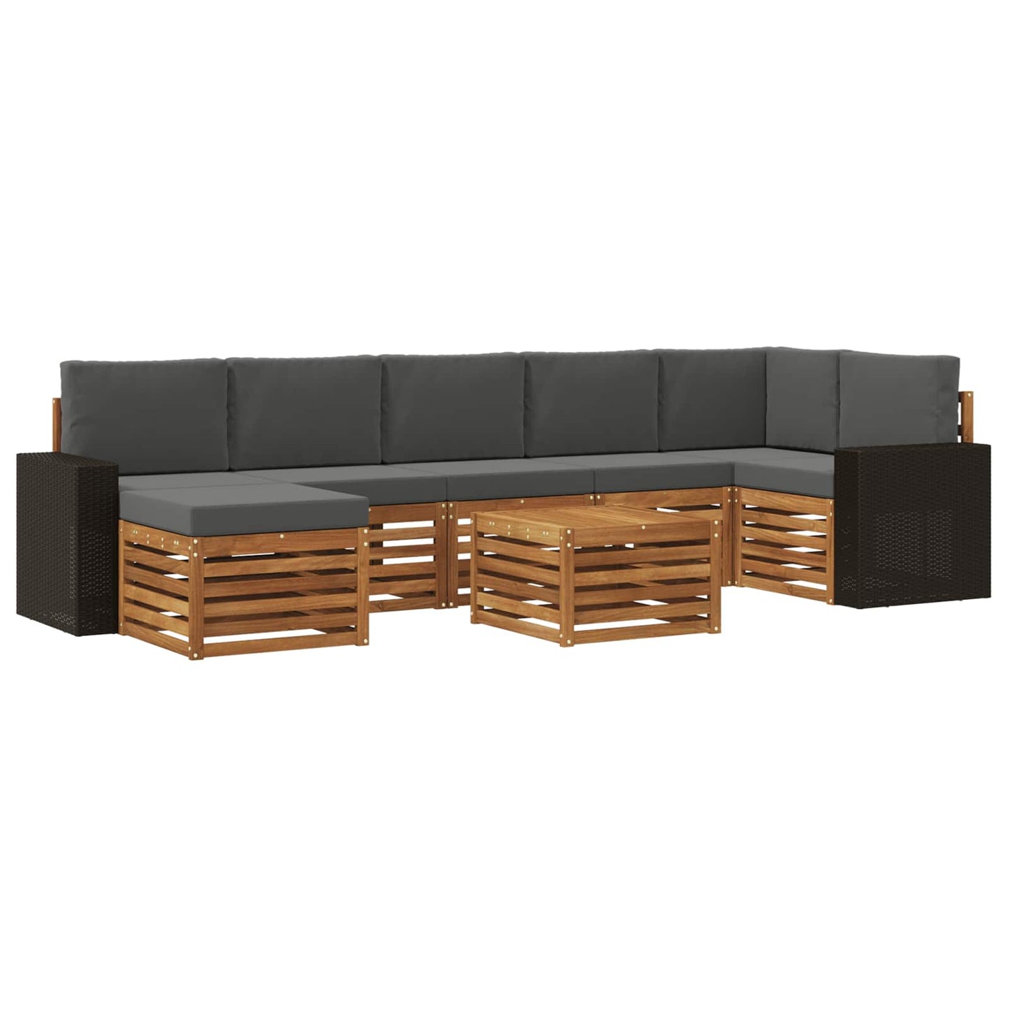Outdoor-Sofagarnitur mit Kissen 8 pcs Natur und Anthrazit