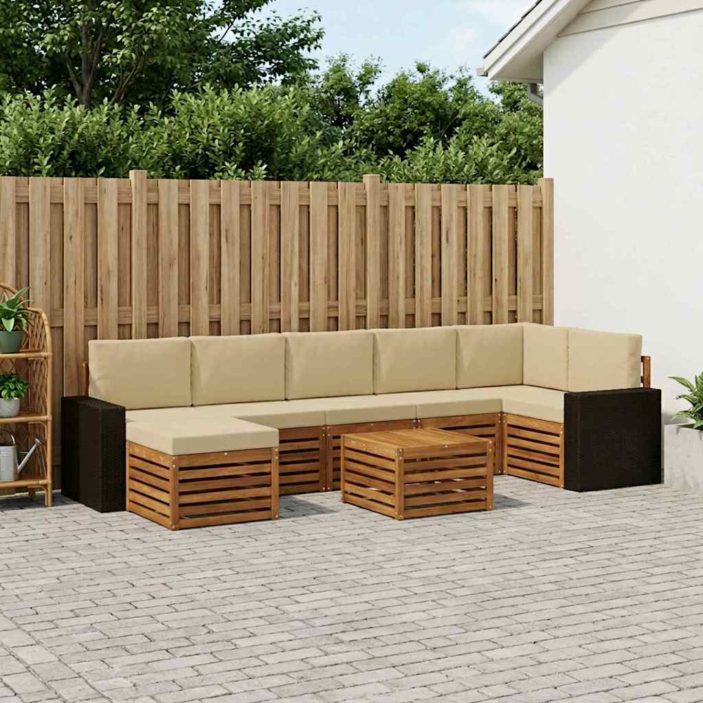 Outdoor-Sofagarnitur 8 stk. Natur und Beige
