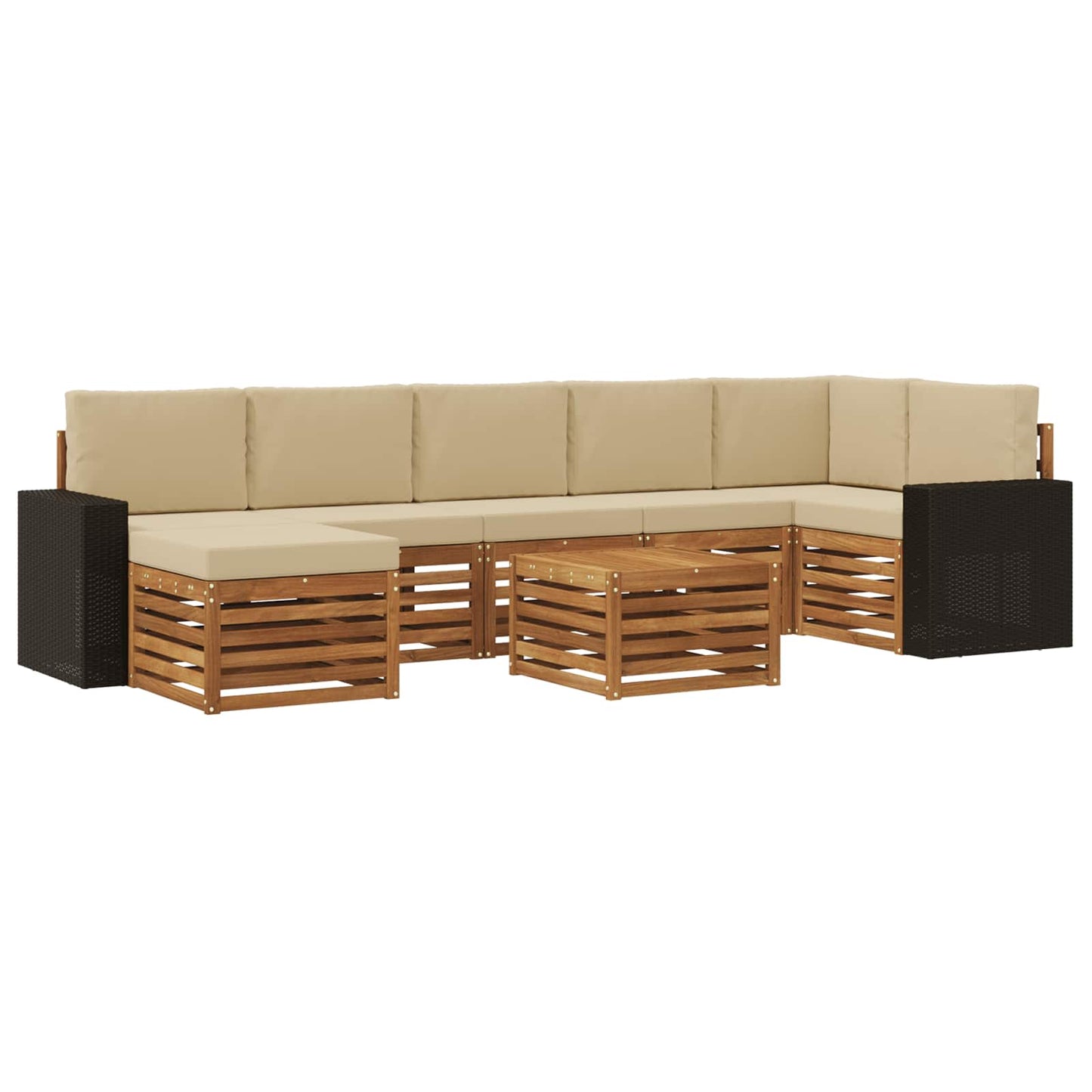 Outdoor-Sofagarnitur 8 stk. Natur und Beige
