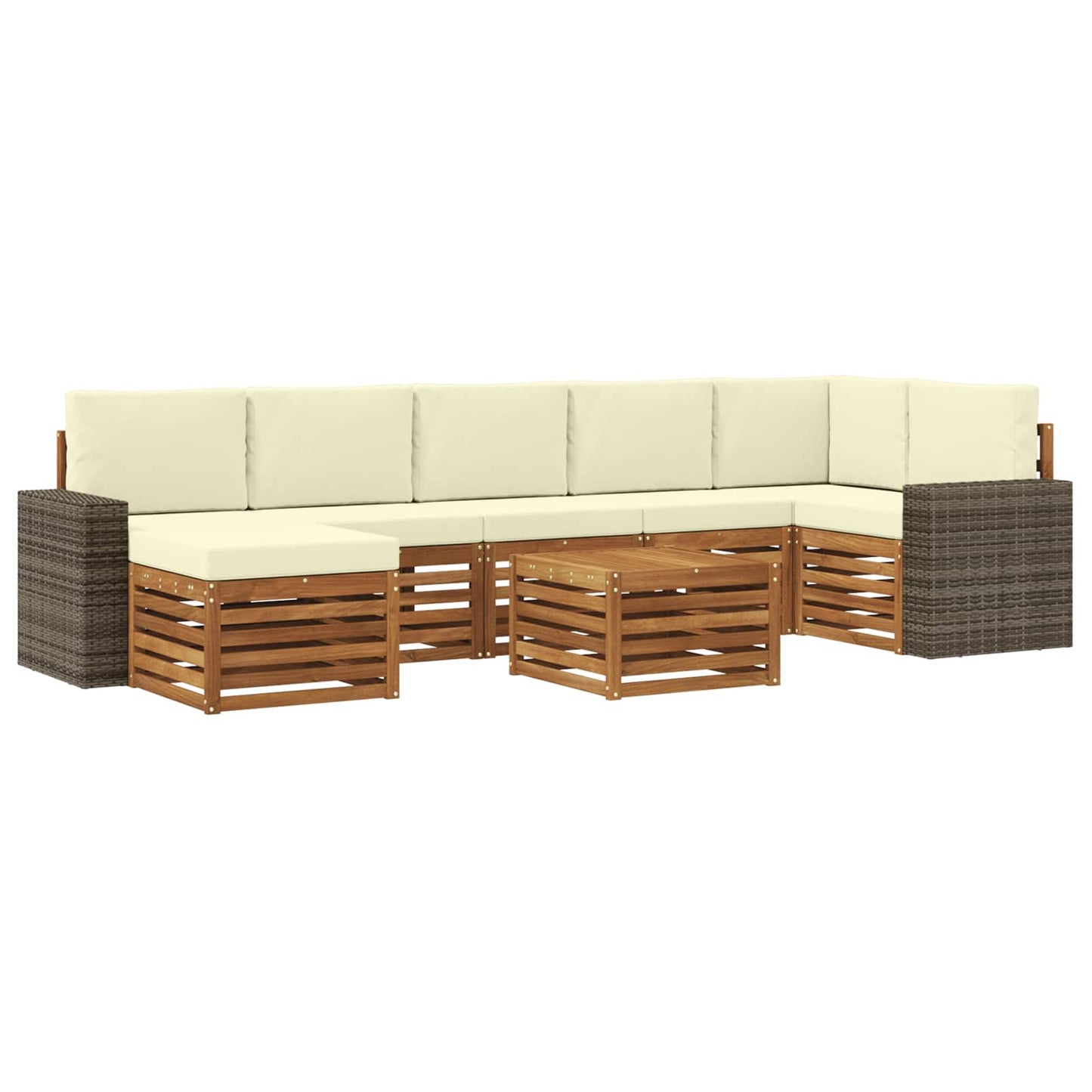 Outdoor-Sofagarnitur mit Kissen 8 pcs Natur und Creme