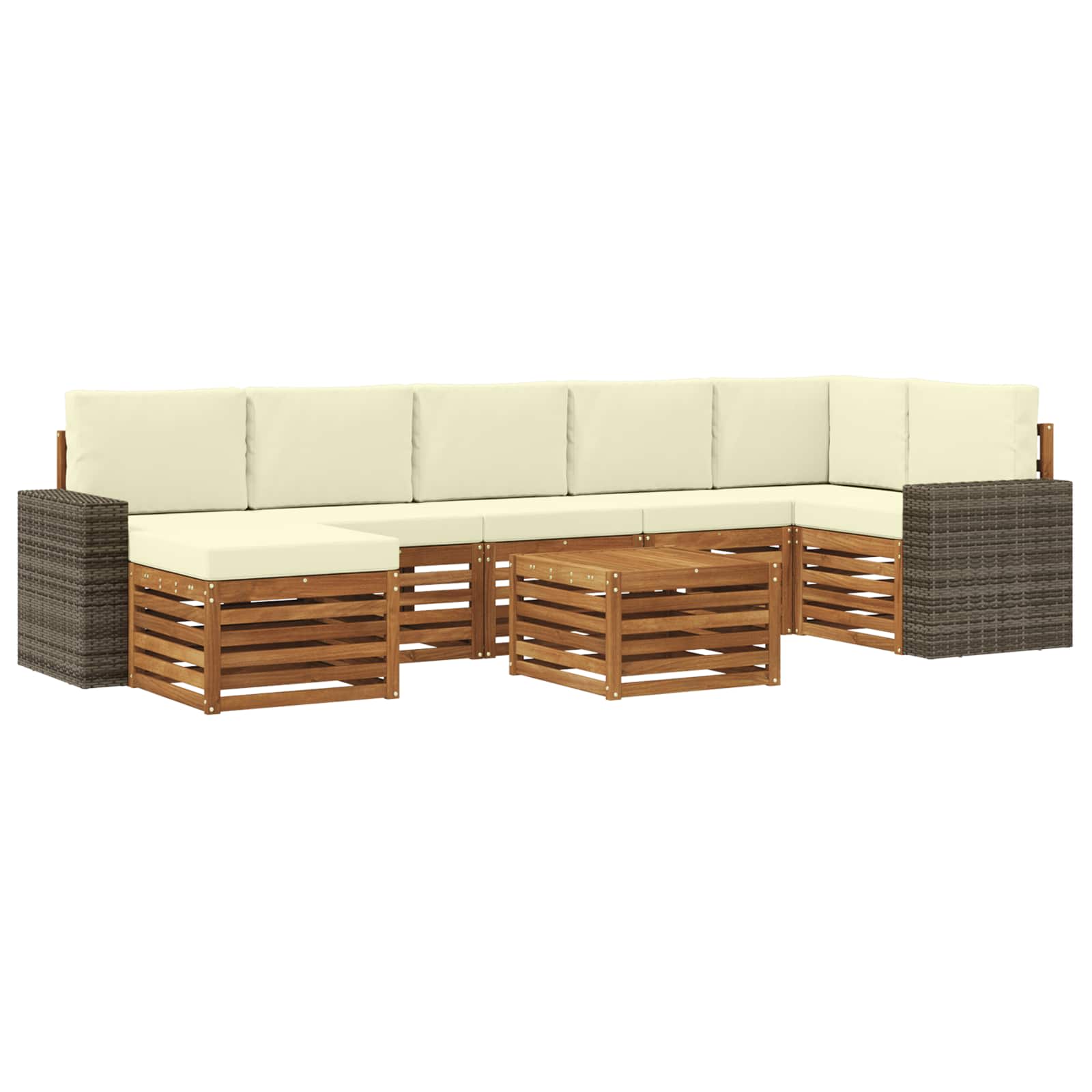 Outdoor-Sofagarnitur mit Kissen 8 pcs Natur und Creme