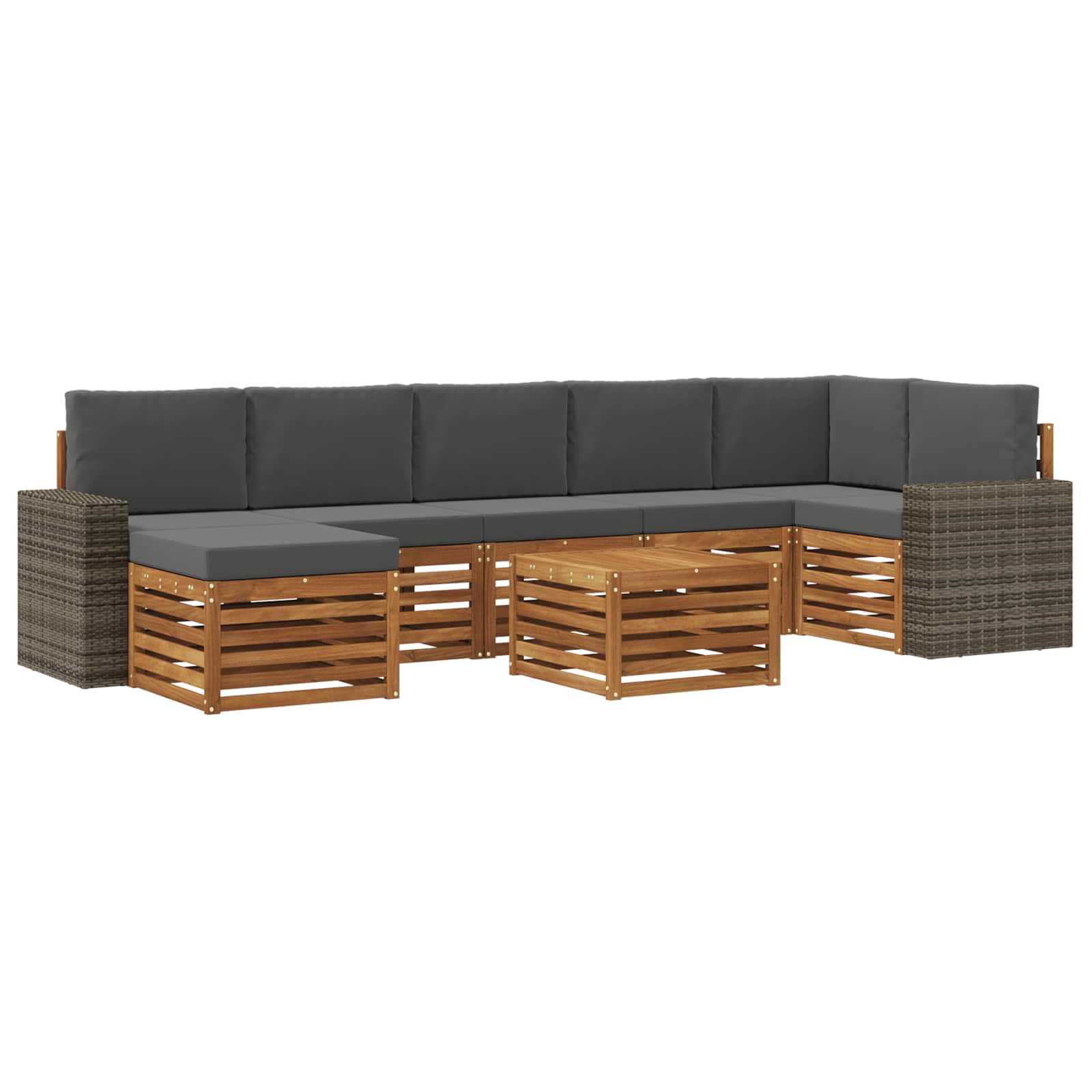 Outdoor-Sofagarnitur mit Kissen 8 pcs Natur und Anthrazit