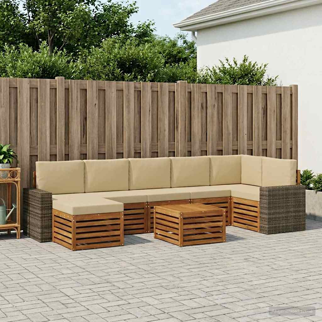 Outdoor-Sofagarnitur 8 stk. Natur und Beige