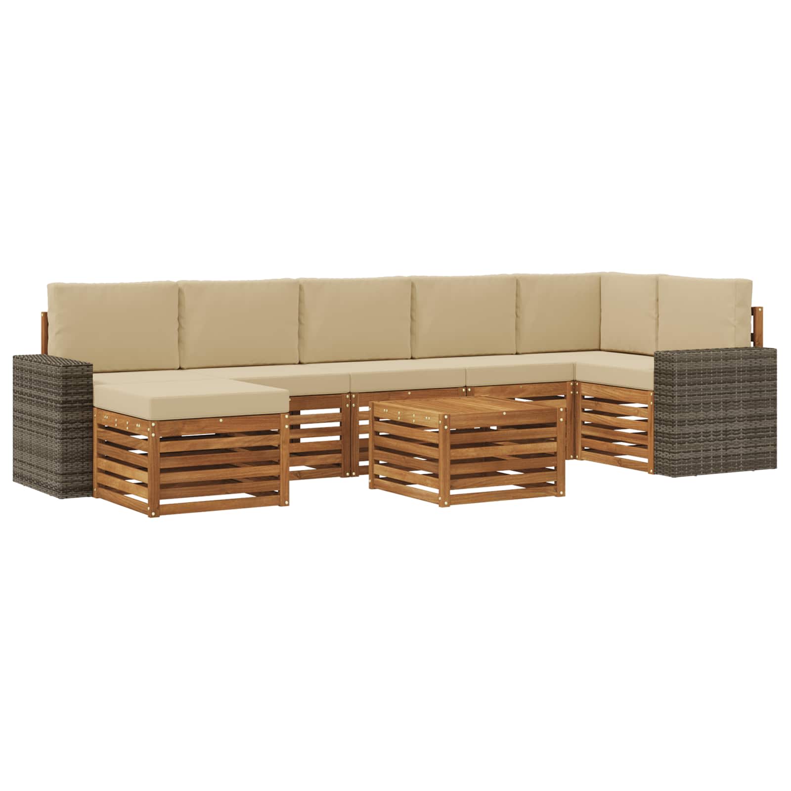 Outdoor-Sofagarnitur 8 stk. Natur und Beige