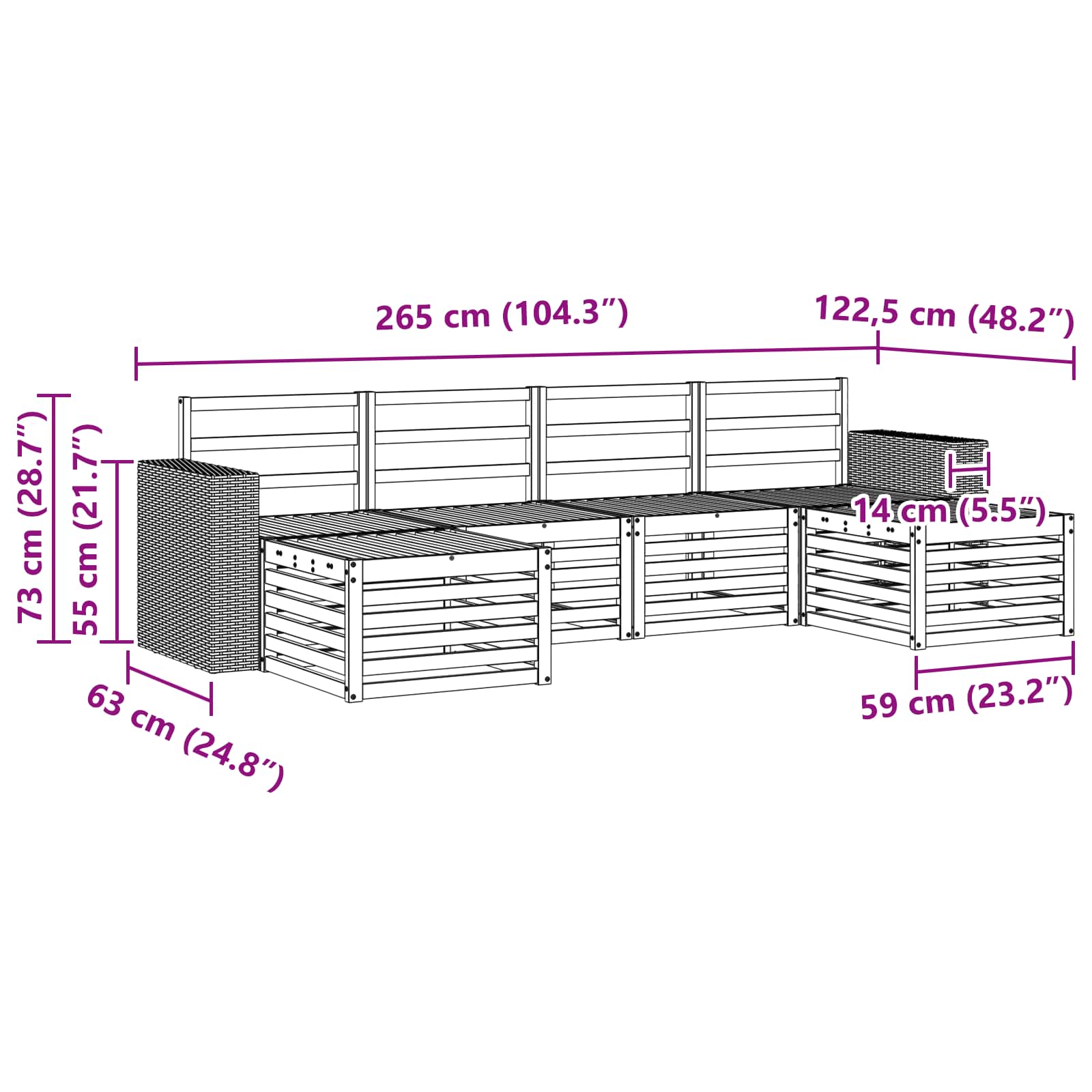 Outdoor-Sofagarnitur 6 stk. Natur Massivholz Akazie
