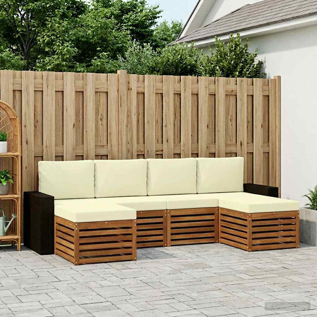 Sofagarnituren 6 pcs Natur und Creme Massivholz Akazie