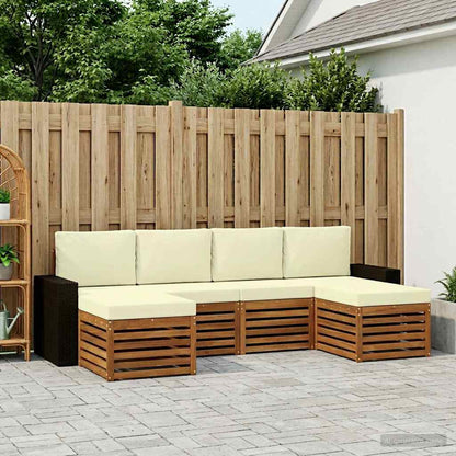 Outdoor-Sofagarnitur 6 stk. Natur und Creme Polyester