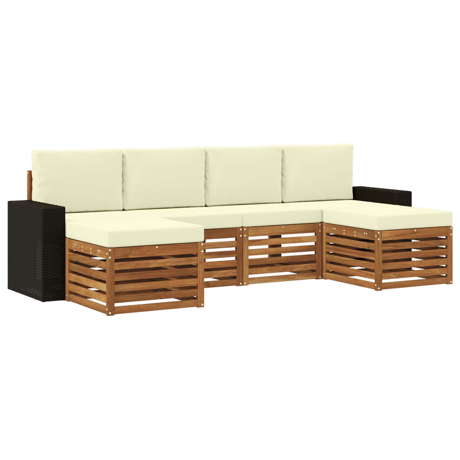 Sofagarnituren 6 pcs Natur und Creme Massivholz Akazie