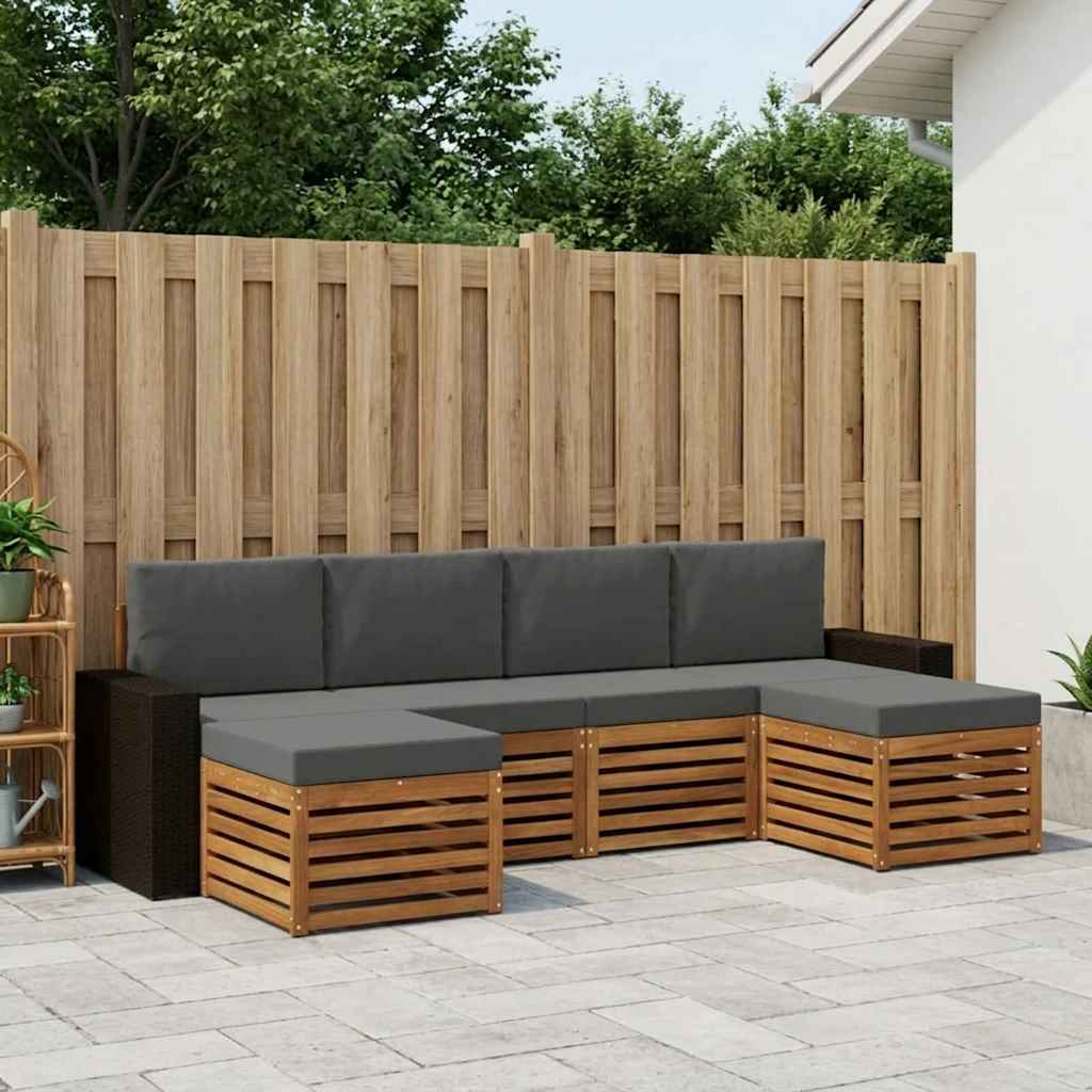 Sofagarnituren 6 pcs Natur und Anthrazit Massivholz Akazie