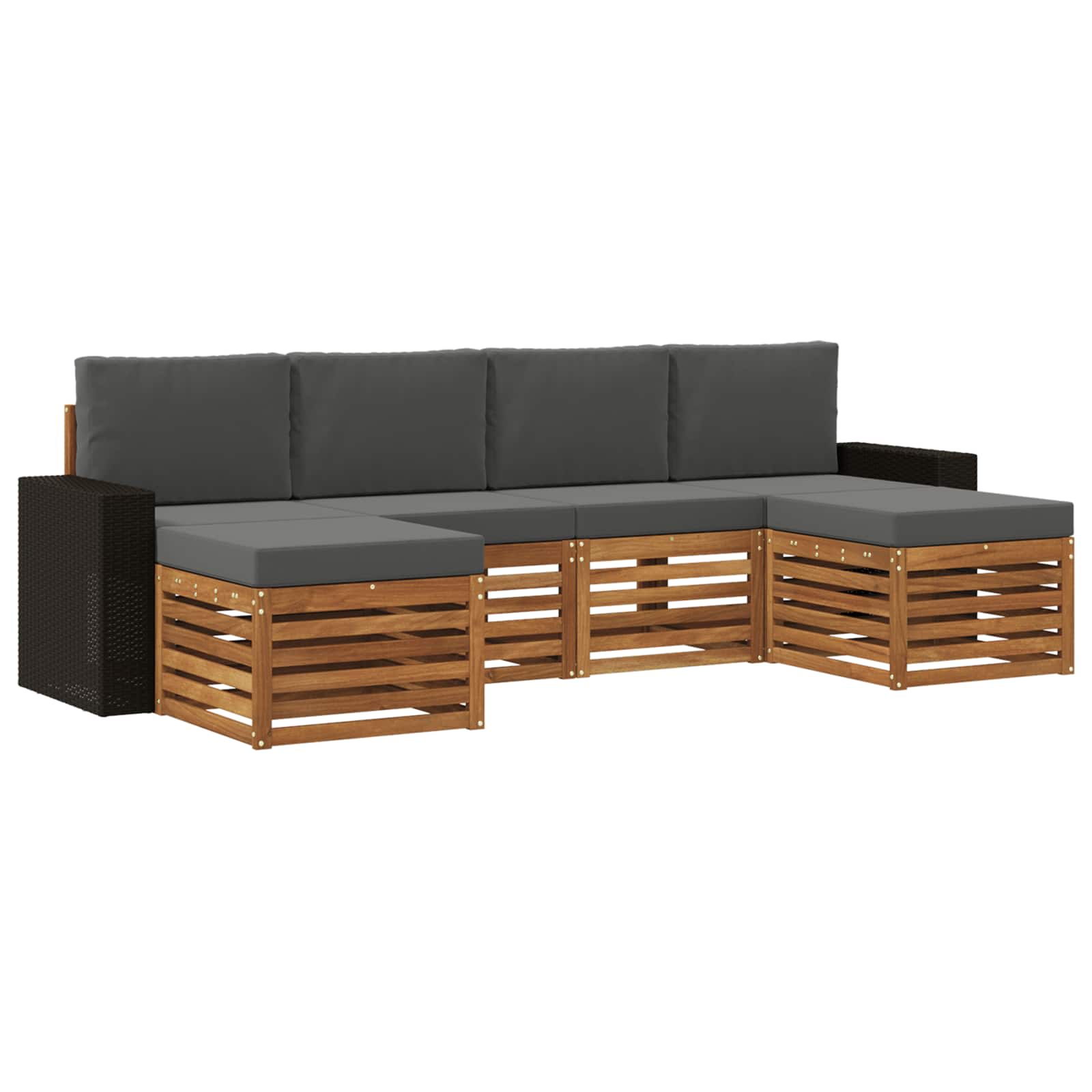 Sofagarnituren 6 pcs Natur und Anthrazit Massivholz Akazie
